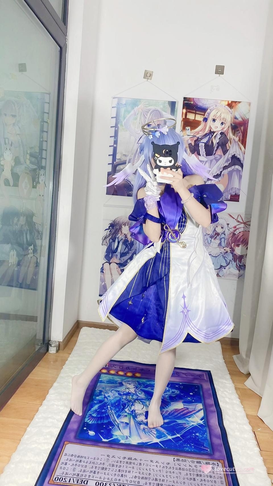 [คอสเพลย์] 白栎Shirly - 崩坏星穹铁道 รู้กวาง: ชุดกระโปรงสีม่วงขาวและขาเรียวสวย 40P6V