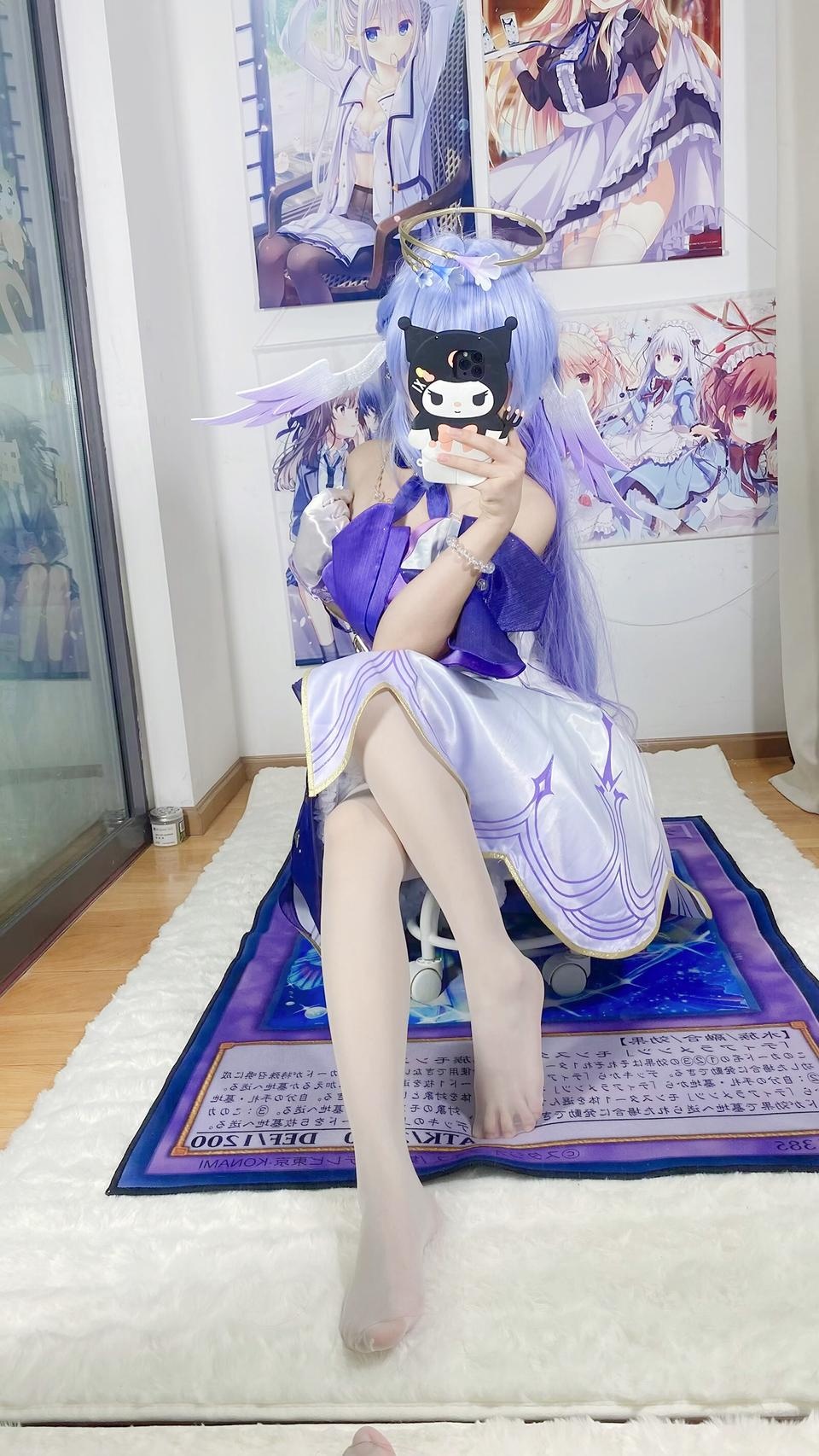 [คอสเพลย์] 白栎Shirly - 崩坏星穹铁道 รู้กวาง: ชุดกระโปรงสีม่วงขาวและขาเรียวสวย 40P6V