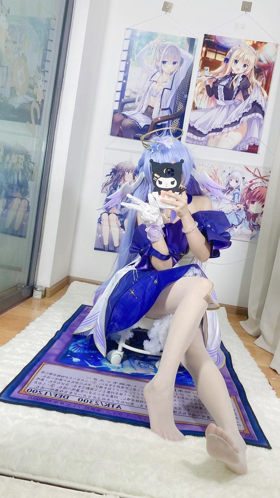 [คอสเพลย์] 白栎Shirly - 崩坏星穹铁道 รู้กวาง: ชุดกระโปรงสีม่วงขาวและขาเรียวสวย 40P6V