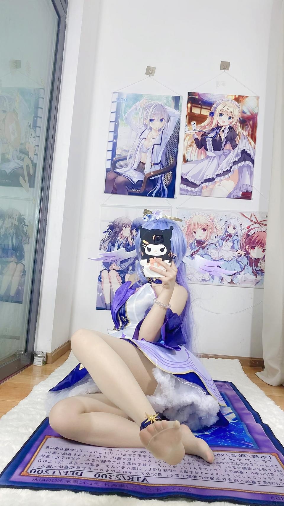 [คอสเพลย์] 白栎Shirly - 崩坏星穹铁道 รู้กวาง: ชุดกระโปรงสีม่วงขาวและขาเรียวสวย 40P6V