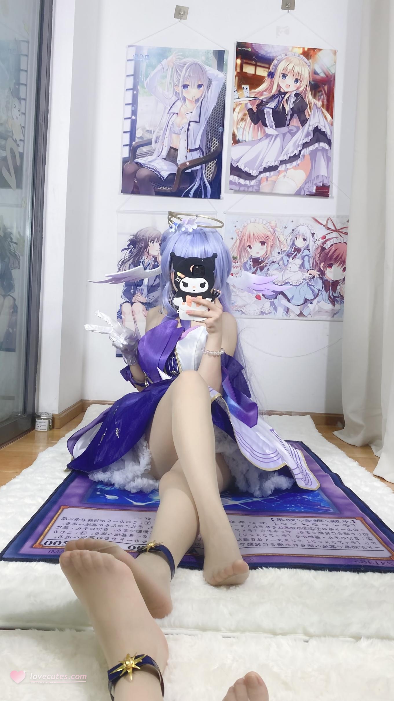 [คอสเพลย์] 白栎Shirly - 崩坏星穹铁道 รู้กวาง: ชุดกระโปรงสีม่วงขาวและขาเรียวสวย 40P6V