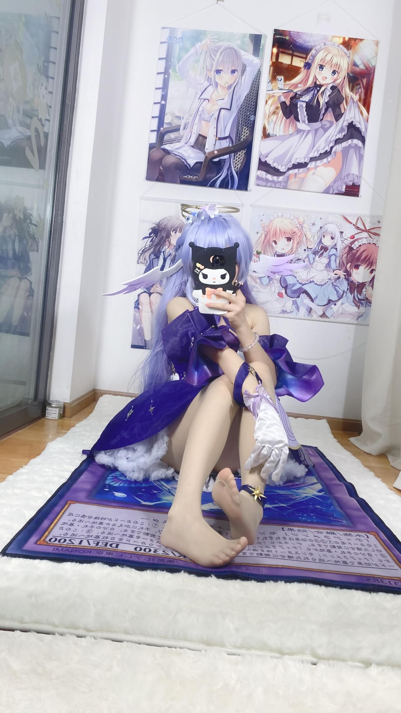 [คอสเพลย์] 白栎Shirly - 崩坏星穹铁道 รู้กวาง: ชุดกระโปรงสีม่วงขาวและขาเรียวสวย 40P6V