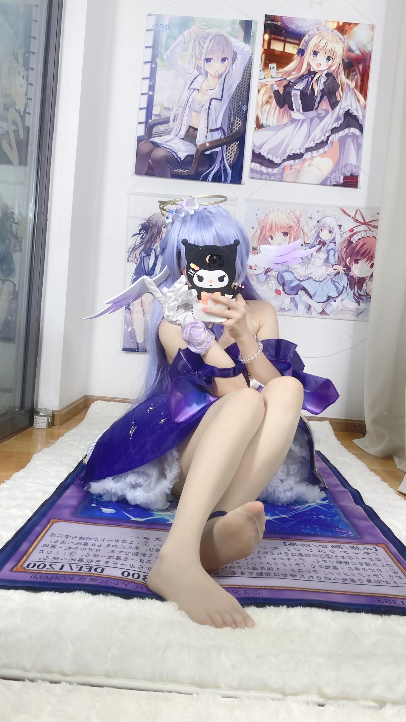 [คอสเพลย์] 白栎Shirly - 崩坏星穹铁道 รู้กวาง: ชุดกระโปรงสีม่วงขาวและขาเรียวสวย 40P6V