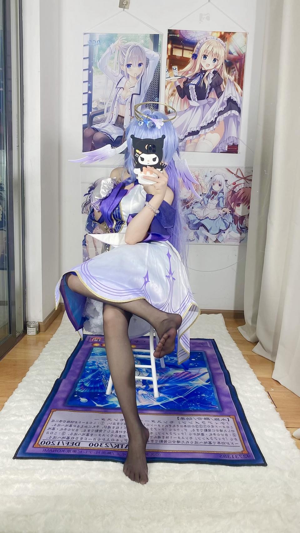 [คอสเพลย์] 白栎Shirly - 崩坏星穹铁道 รู้กวาง: ชุดกระโปรงสีม่วงขาวและขาเรียวสวย 40P6V