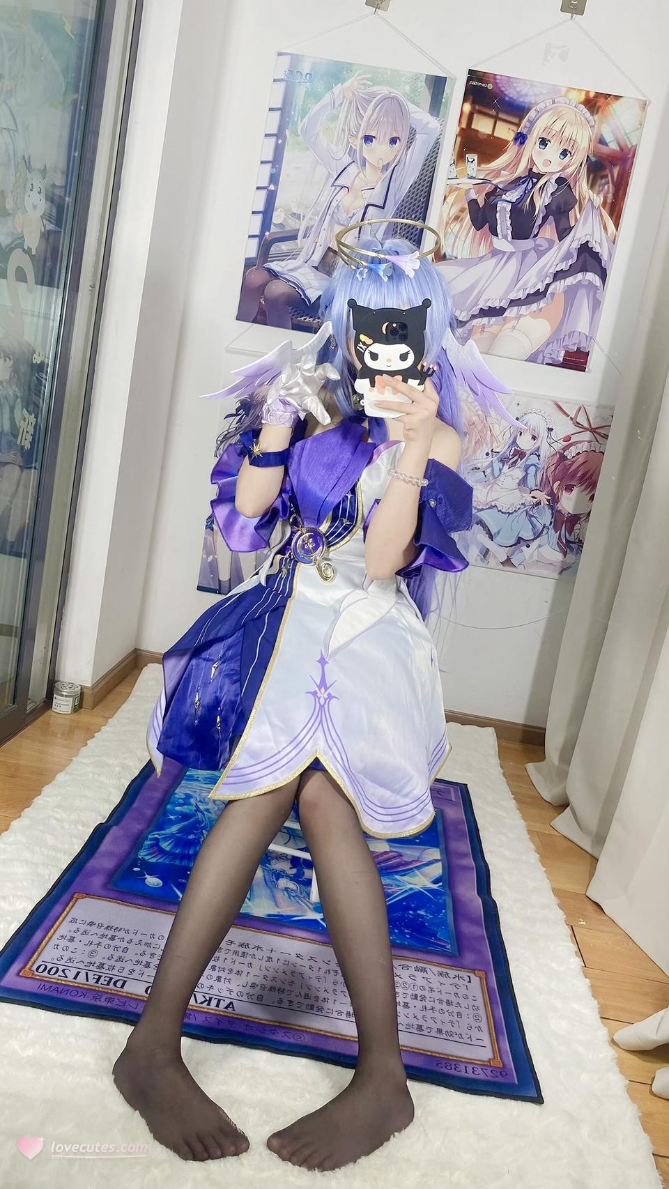 [คอสเพลย์] 白栎Shirly - 崩坏星穹铁道 รู้กวาง: ชุดกระโปรงสีม่วงขาวและขาเรียวสวย 40P6V