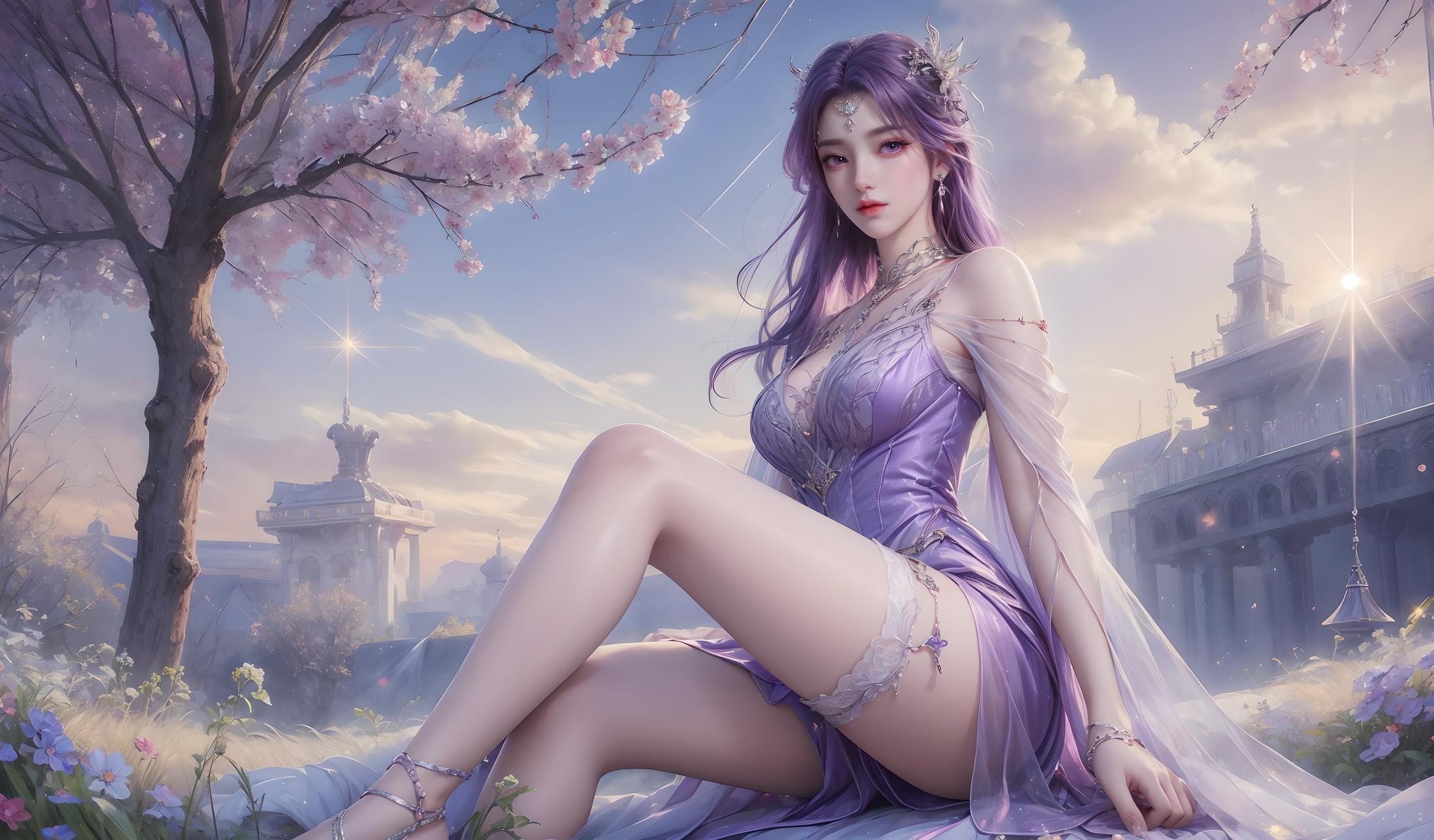 AI Generated Anime Girl - 云曦：蓝发湿身巨乳曲线诱惑 79P
