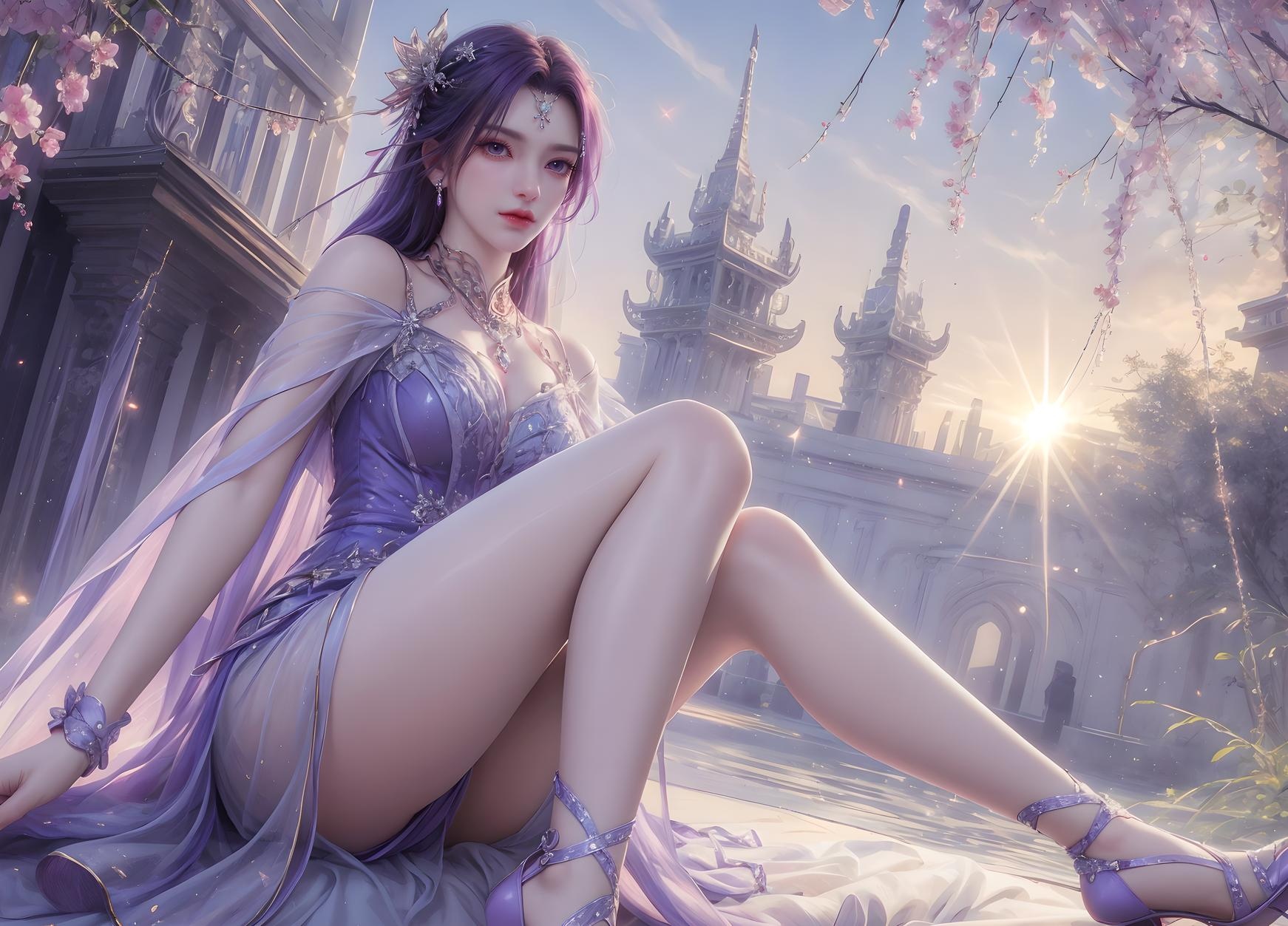 AI 生成的動漫女孩 - 雲曦：藍髮濕身巨乳曲線誘惑 79P