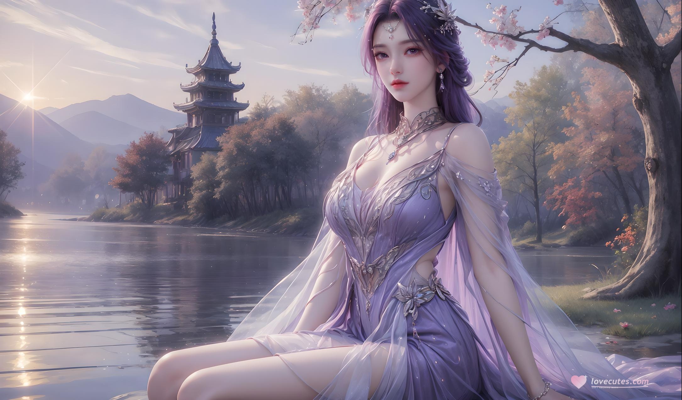 AI 生成的動漫女孩 - 雲曦：藍髮濕身巨乳曲線誘惑 79P