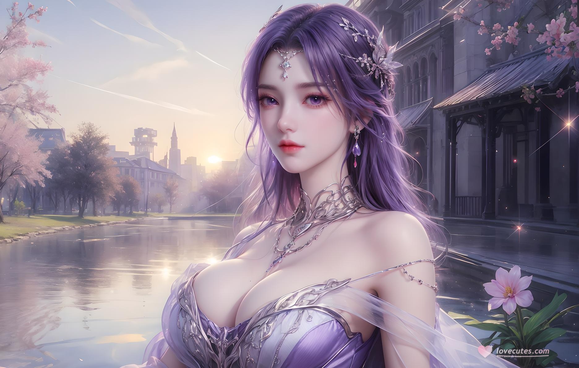 AI 生成的動漫女孩 - 雲曦：藍髮濕身巨乳曲線誘惑 79P
