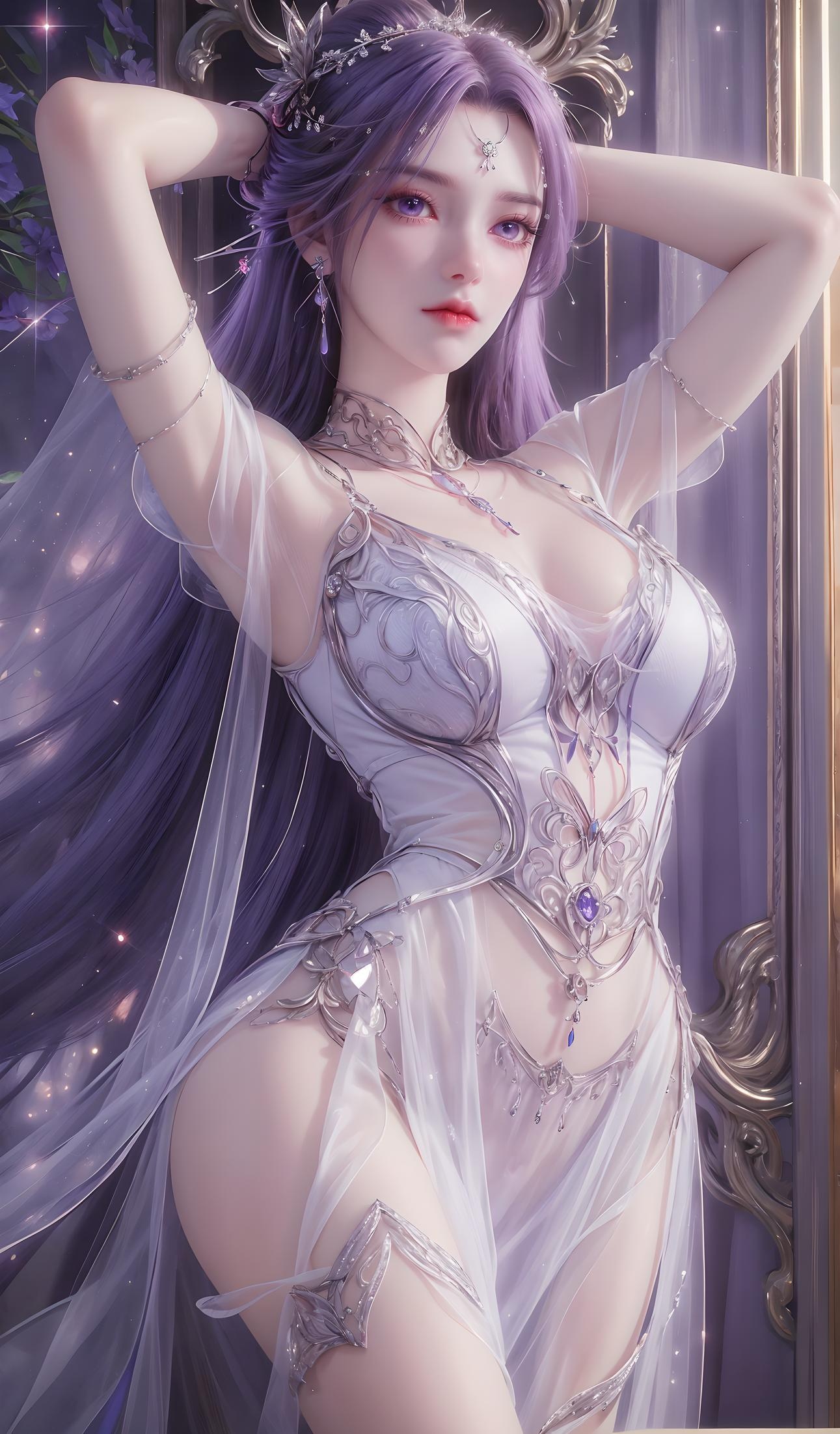 AI 生成的動漫女孩 - 雲曦：藍髮濕身巨乳曲線誘惑 79P