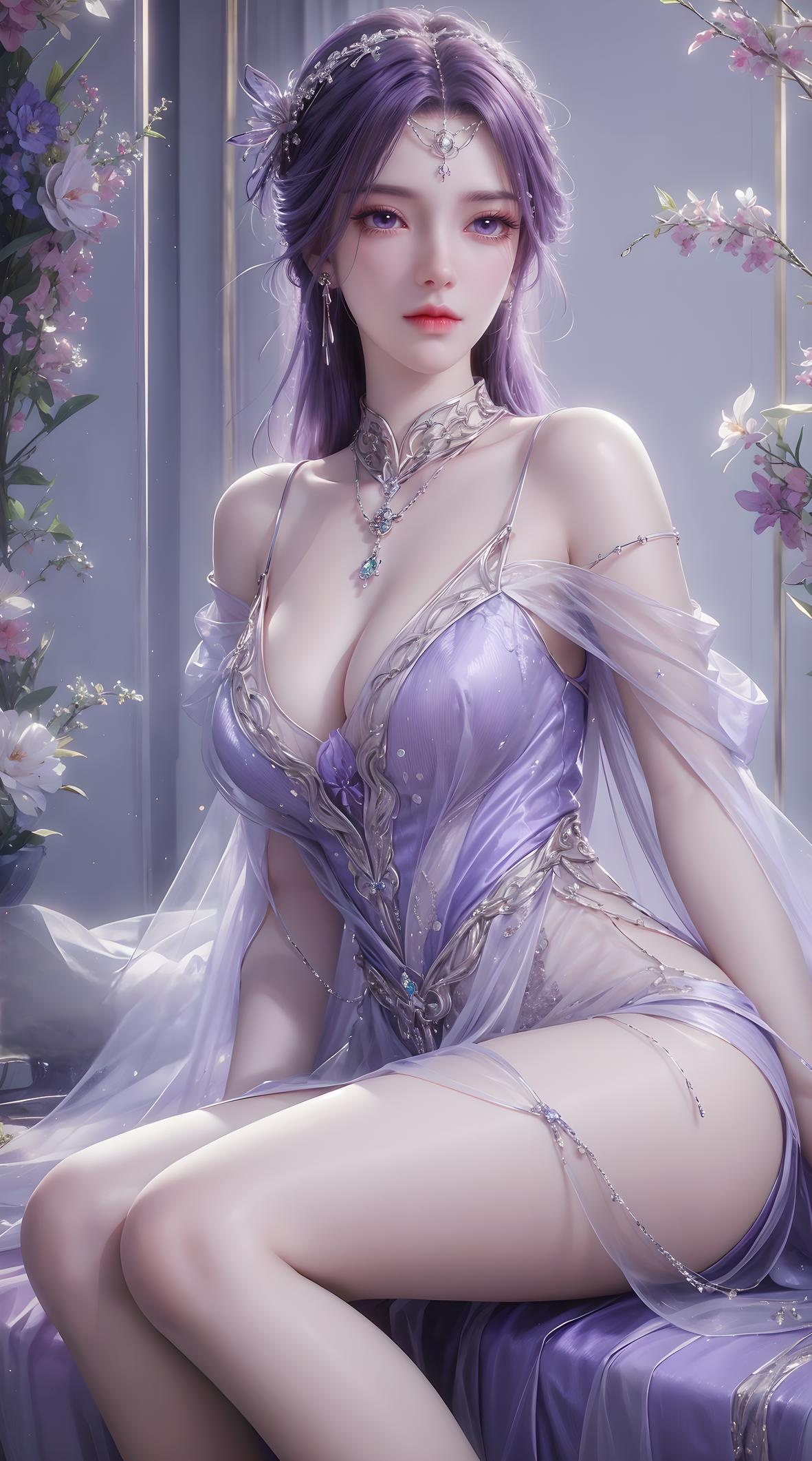 AI 生成的動漫女孩 - 雲曦：藍髮濕身巨乳曲線誘惑 79P