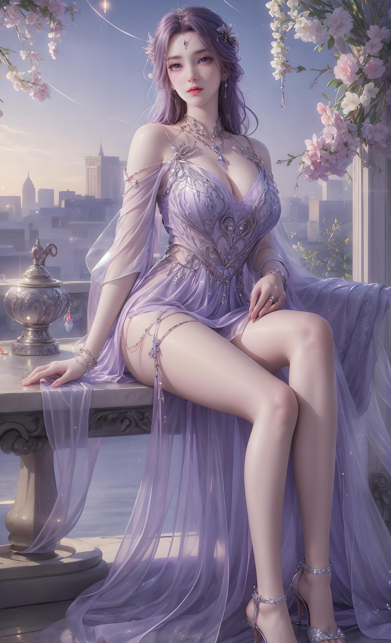 AI 生成的動漫女孩 - 雲曦：藍髮濕身巨乳曲線誘惑 79P