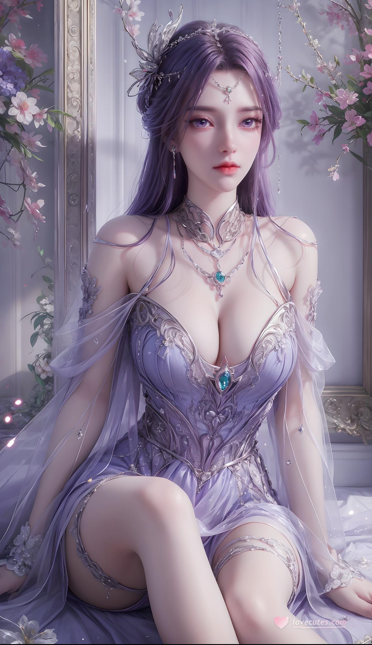AI 生成的動漫女孩 - 雲曦：藍髮濕身巨乳曲線誘惑 79P