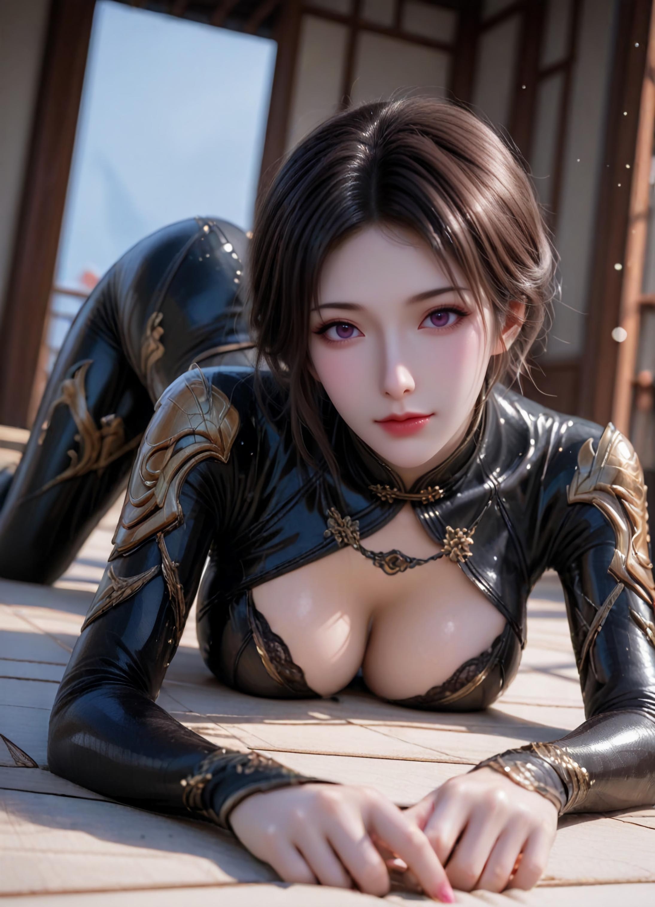 AI生成動漫女孩 - 斗羅大陸 朱竹雲：黑絲緊身濕身巨乳 105P