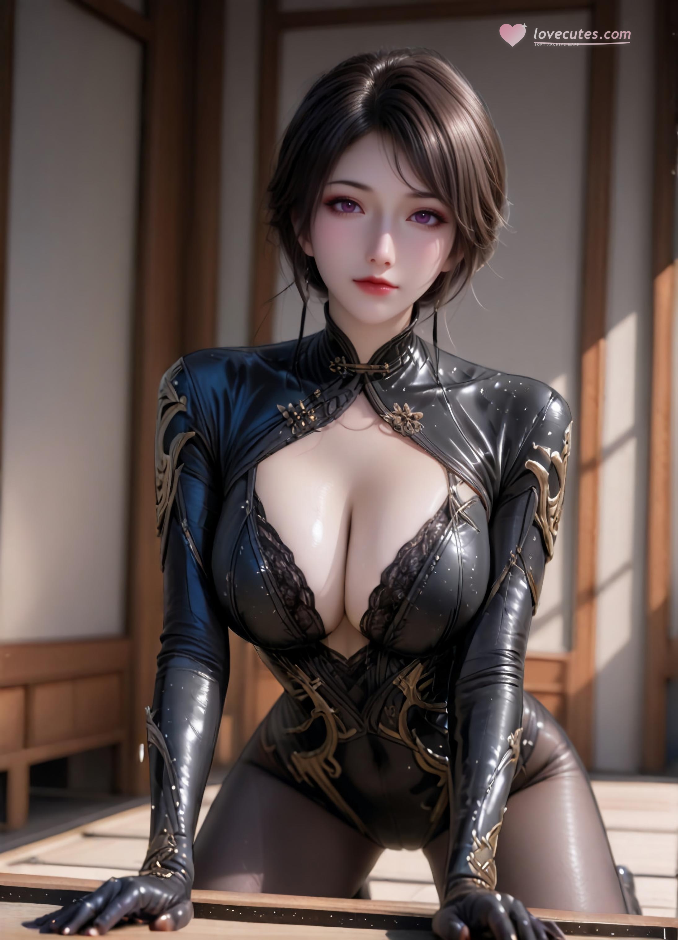 AI生成動漫女孩 - 斗羅大陸 朱竹雲：黑絲緊身濕身巨乳 105P