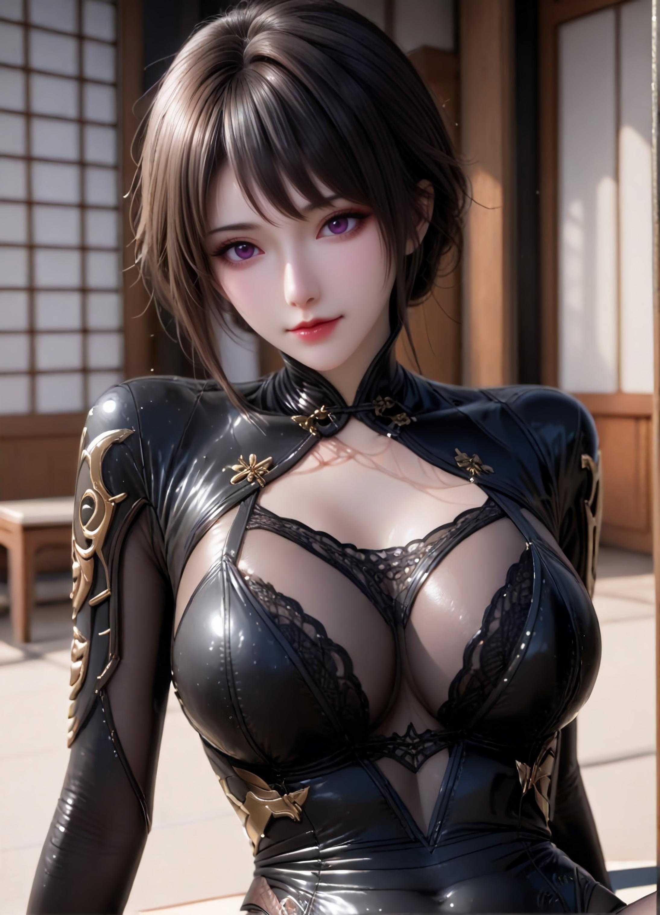 AI生成動漫女孩 - 斗羅大陸 朱竹雲：黑絲緊身濕身巨乳 105P