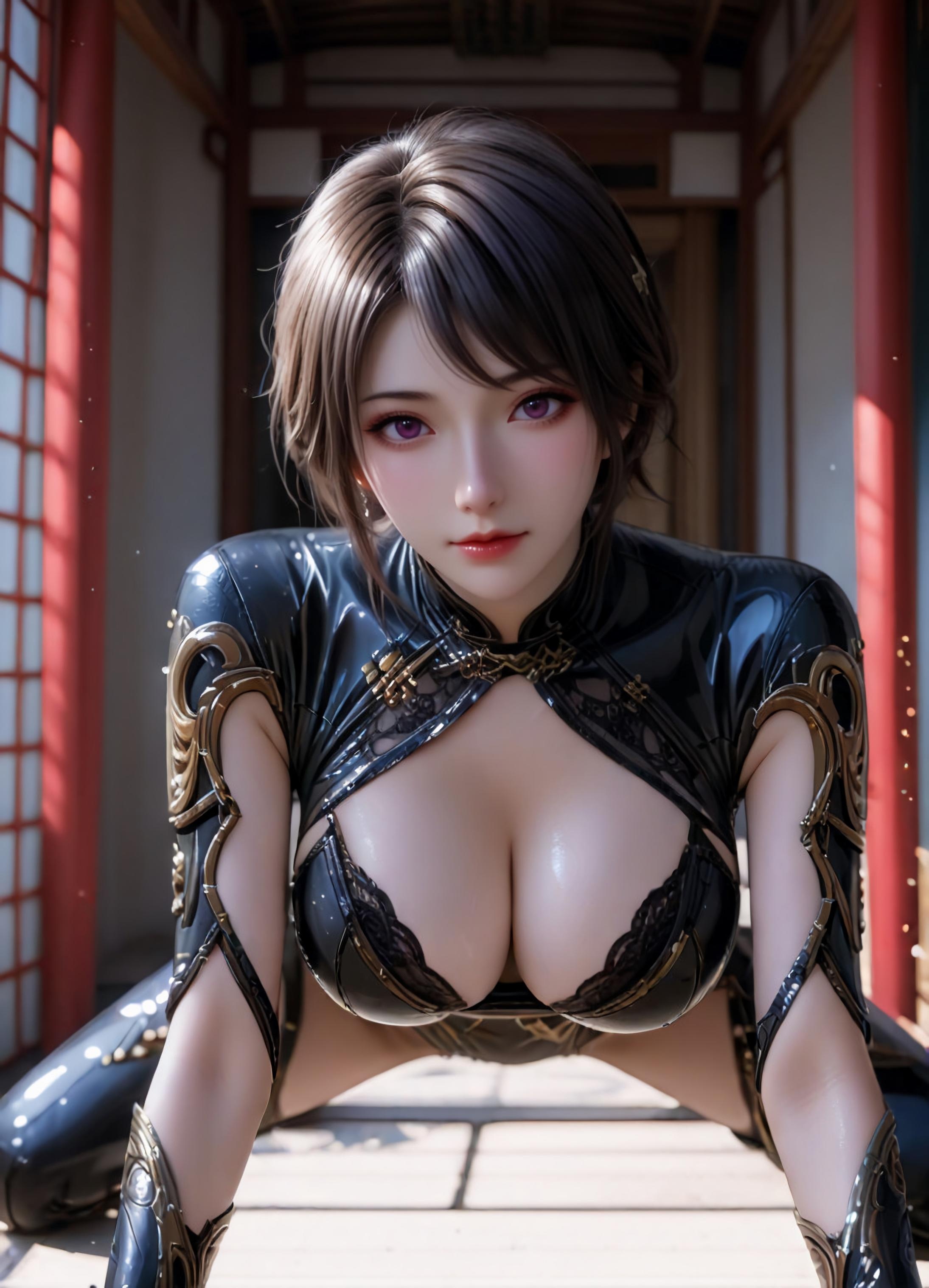 AI生成動漫女孩 - 斗羅大陸 朱竹雲：黑絲緊身濕身巨乳 105P
