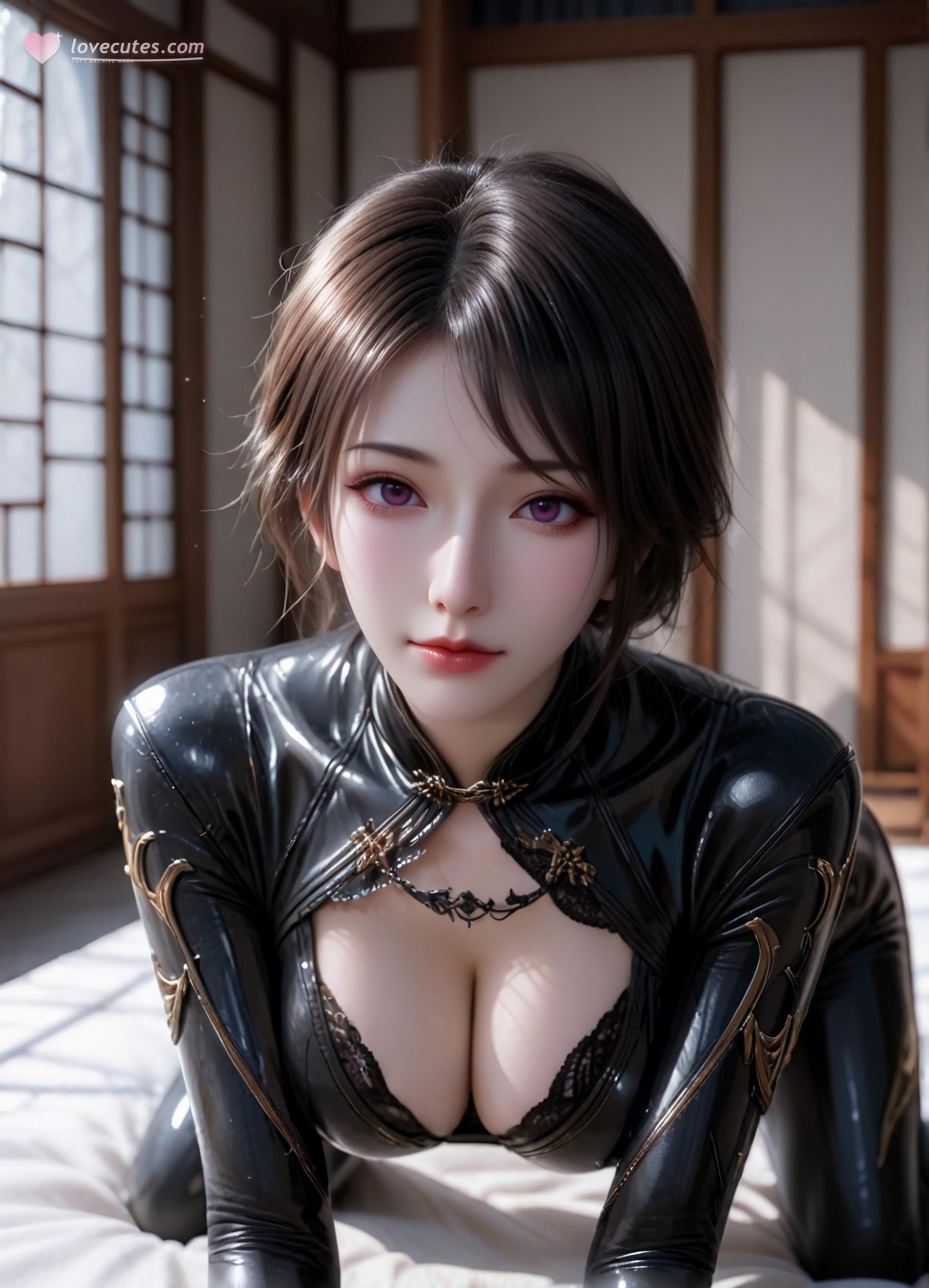 AI Generated Anime Girl - Douluo Dalu Zhu Zhuyun: Black Stockings, Wet Body, Huge Breasts 105P
