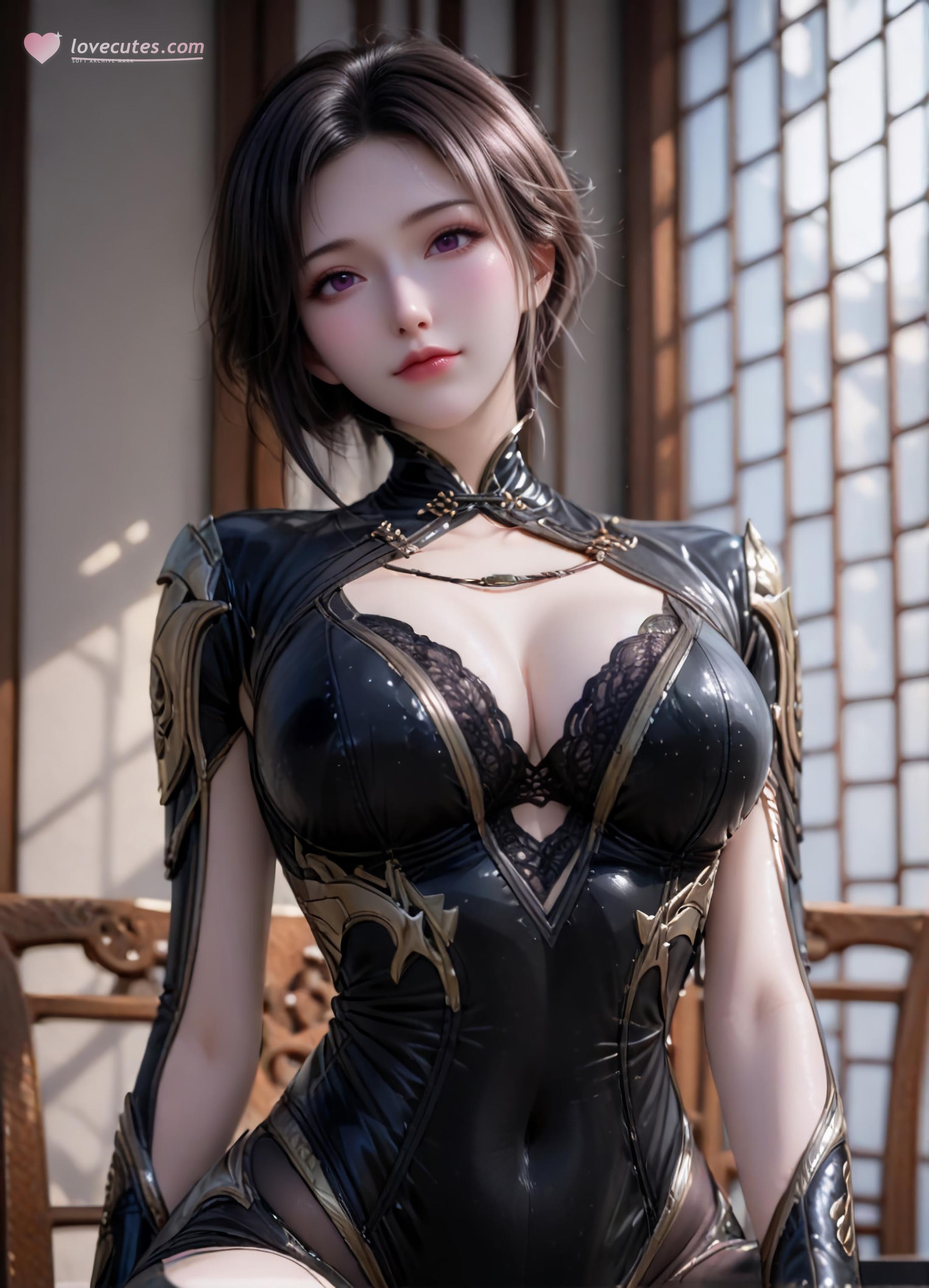 AI Generated Anime Girl - 斗罗大陆 朱竹云：黑丝紧身湿身巨乳 105P
