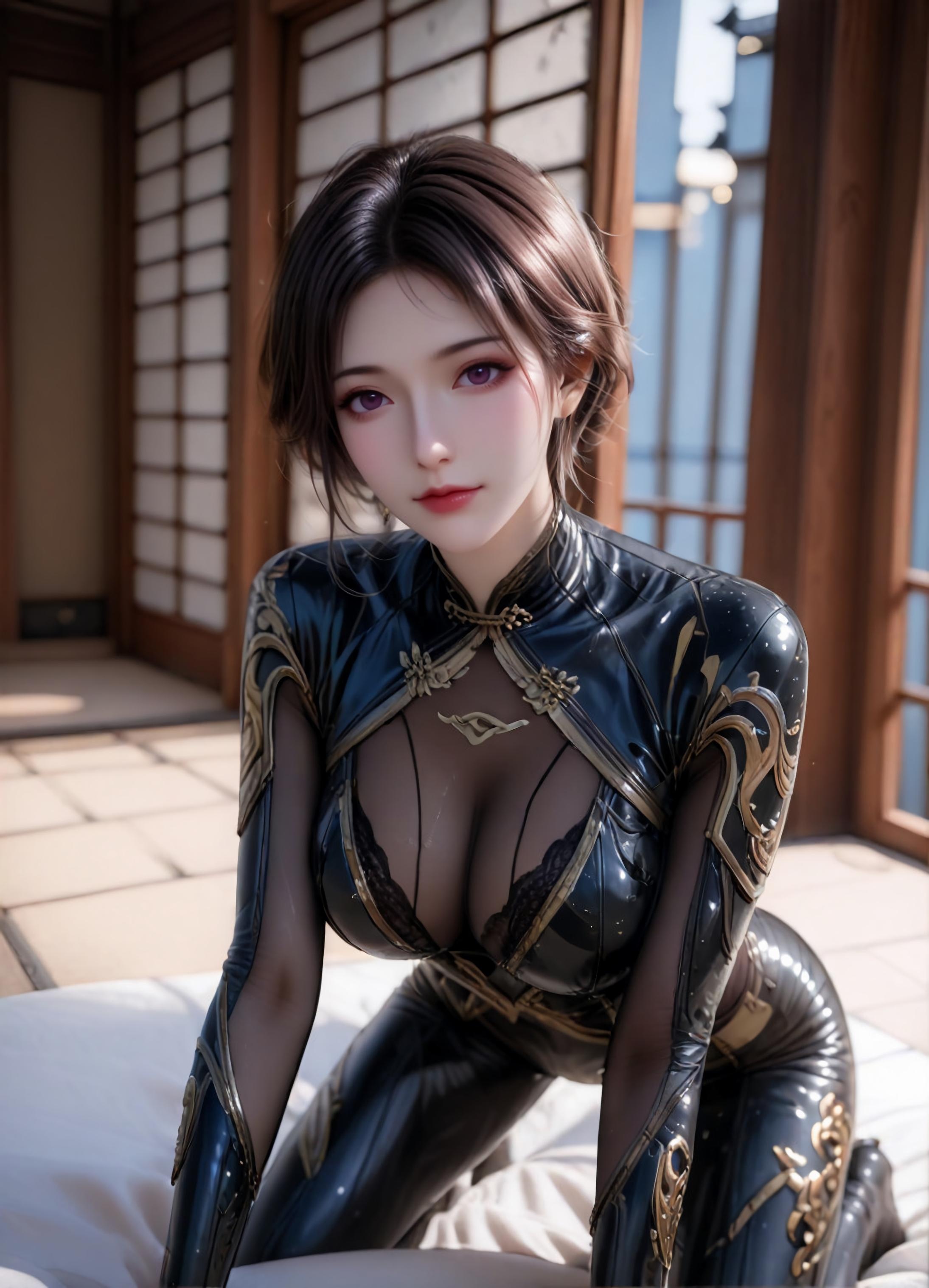 AI生成動漫女孩 - 斗羅大陸 朱竹雲：黑絲緊身濕身巨乳 105P