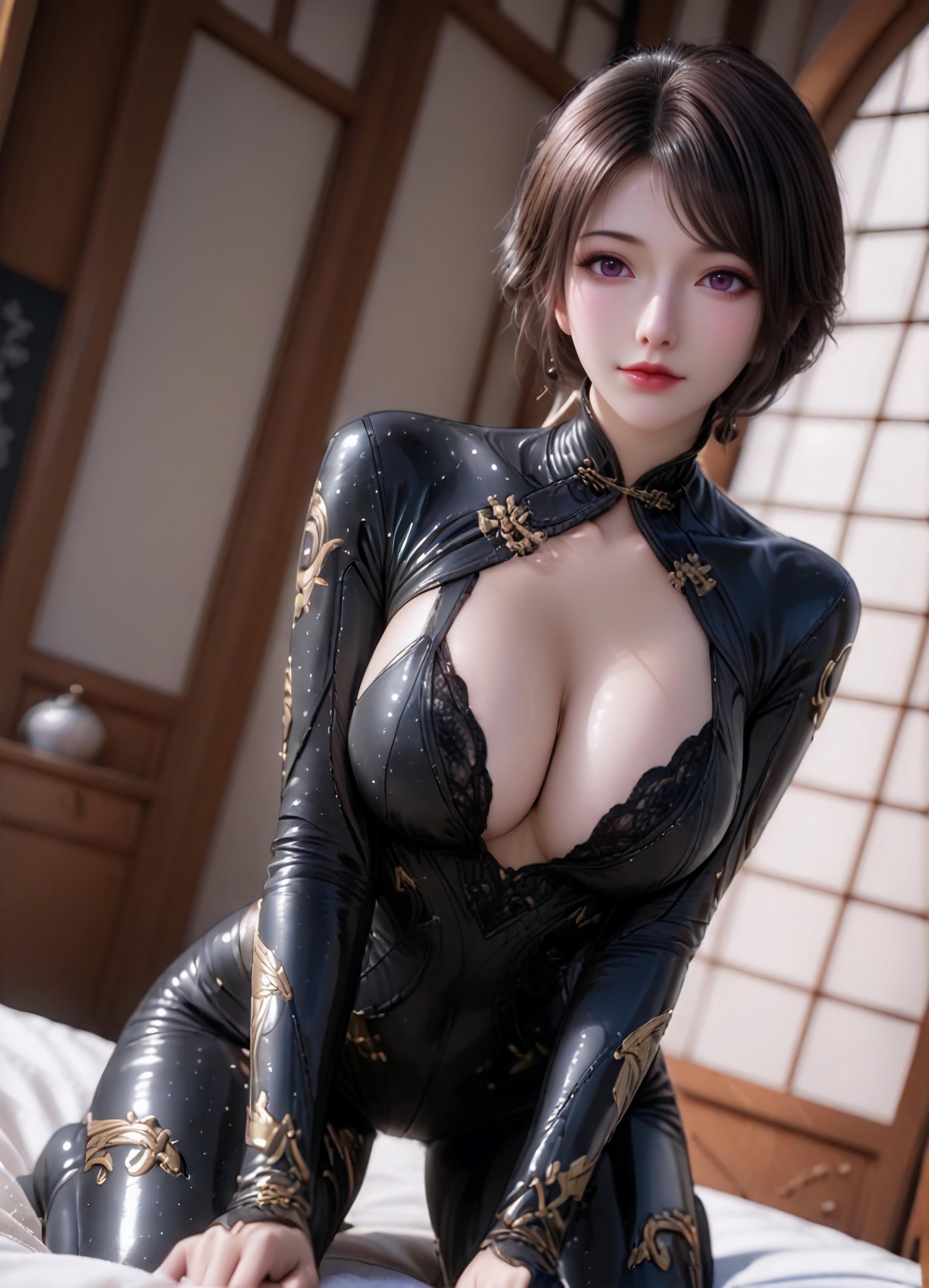 AI生成動漫女孩 - 斗羅大陸 朱竹雲：黑絲緊身濕身巨乳 105P