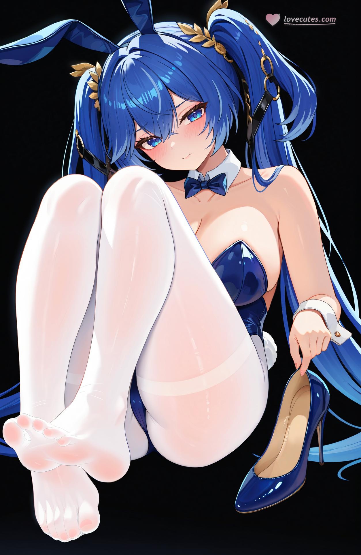 AI Generated Anime Girl - Pixiv Fantastical Vol. 5: Busty Black Stocking Nurse Beach Mix 128P