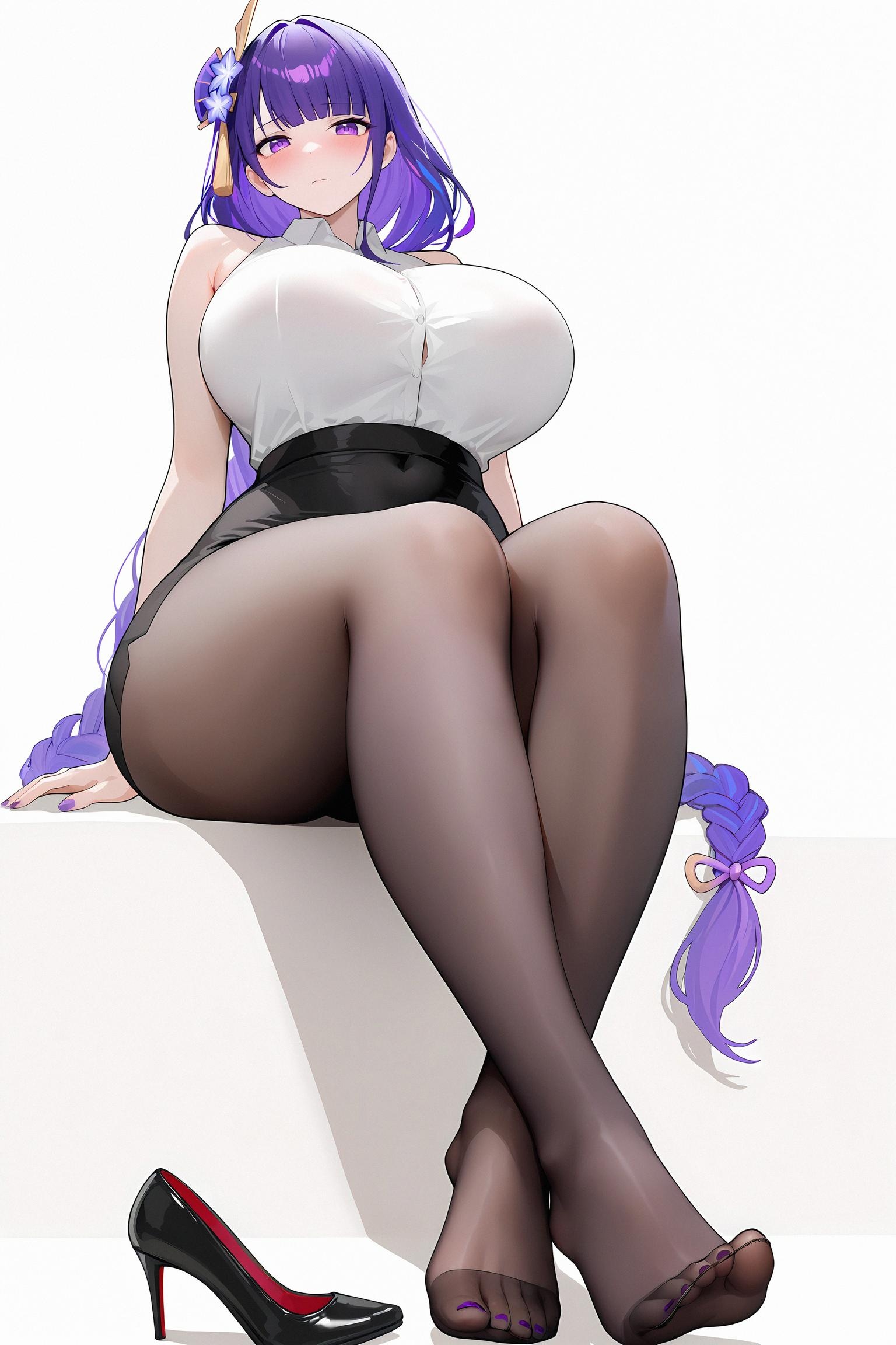 AI Generated Anime Girl - Pixiv Fantastical Vol. 5: Busty Black Stocking Nurse Beach Mix 128P