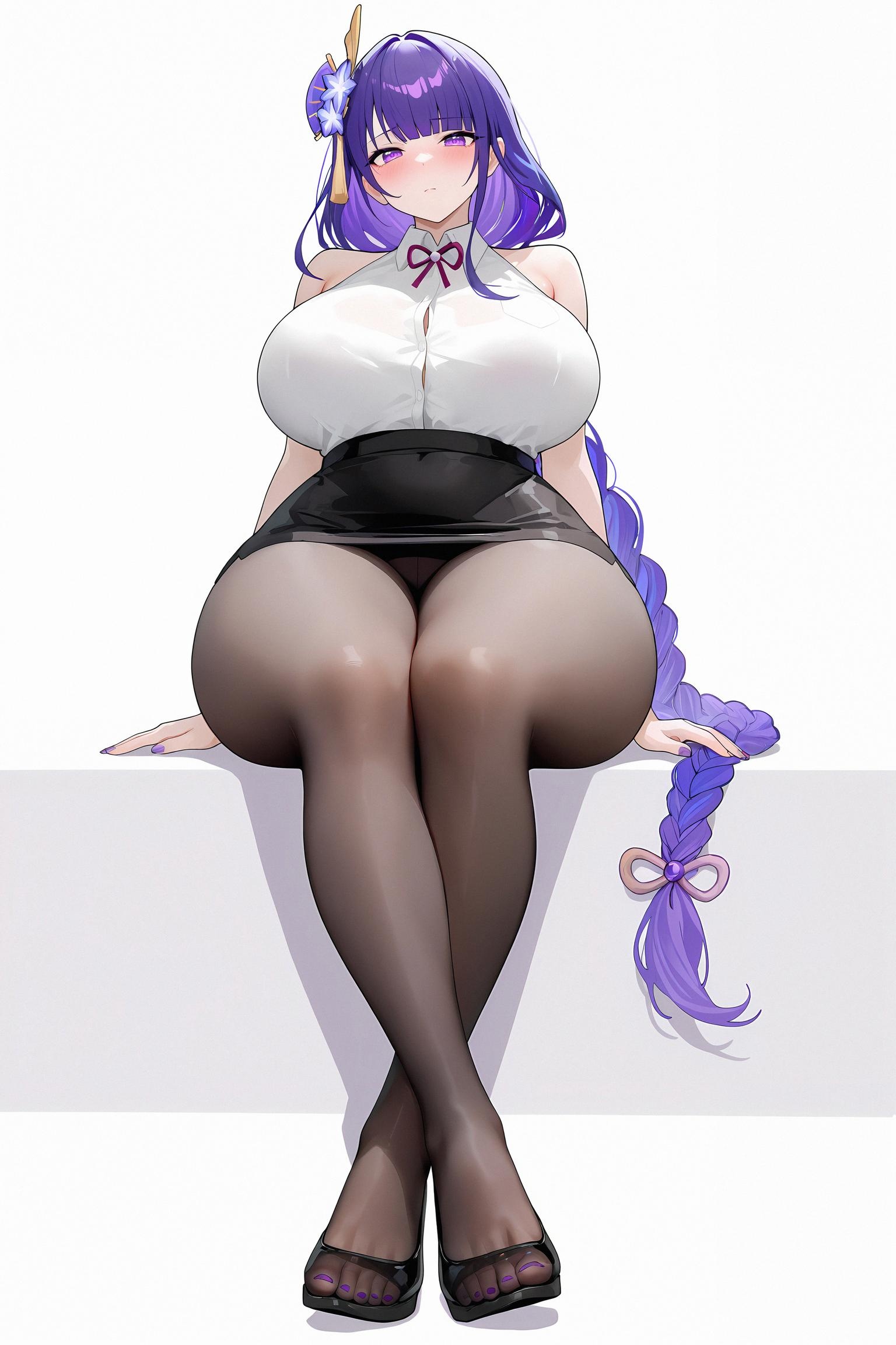 AI Generated Anime Girl - Pixiv Fantastical Vol. 5: Busty Black Stocking Nurse Beach Mix 128P