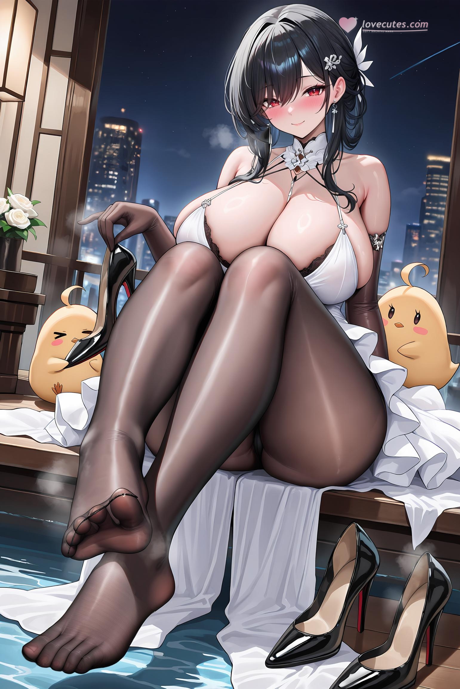 AI สร้างสาวอนิเมะ - Pixiv 光怪陆离 เล่ม 5: พยาบาลบิ๊กบึ้มใส่ถุงน่องดำบนชายหาด 128P