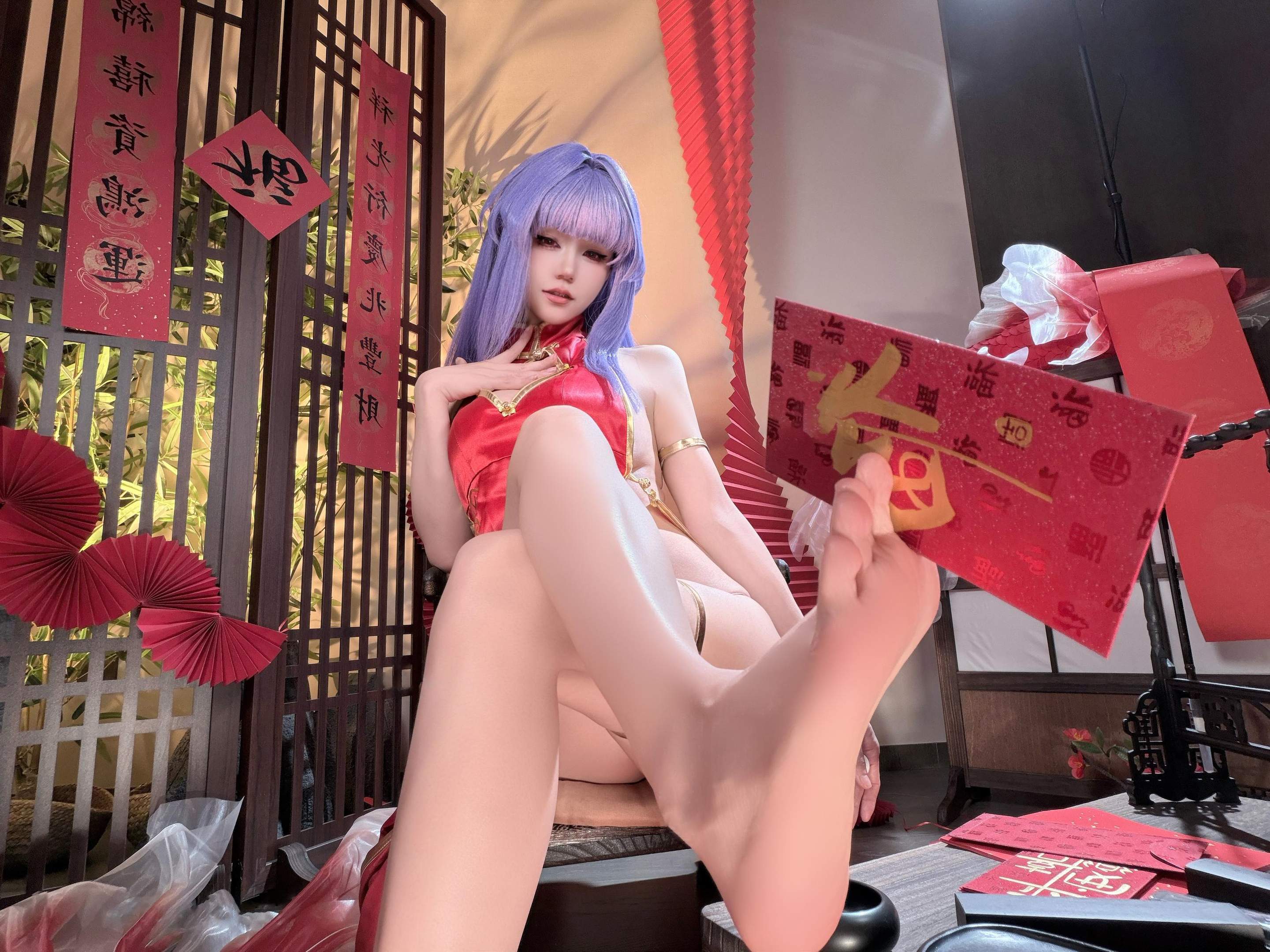 '[私房] 小仓千代w -萌姬2：Đầm đỏ quyến rũ và vòng 3 gợi cảm 29P'