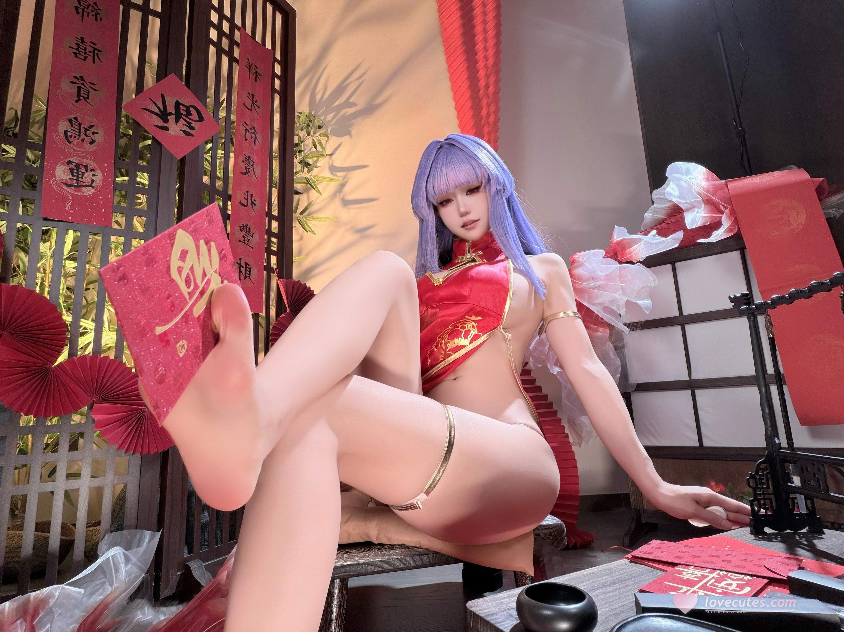 '[私房] 小仓千代w -萌姬2：Đầm đỏ quyến rũ và vòng 3 gợi cảm 29P'