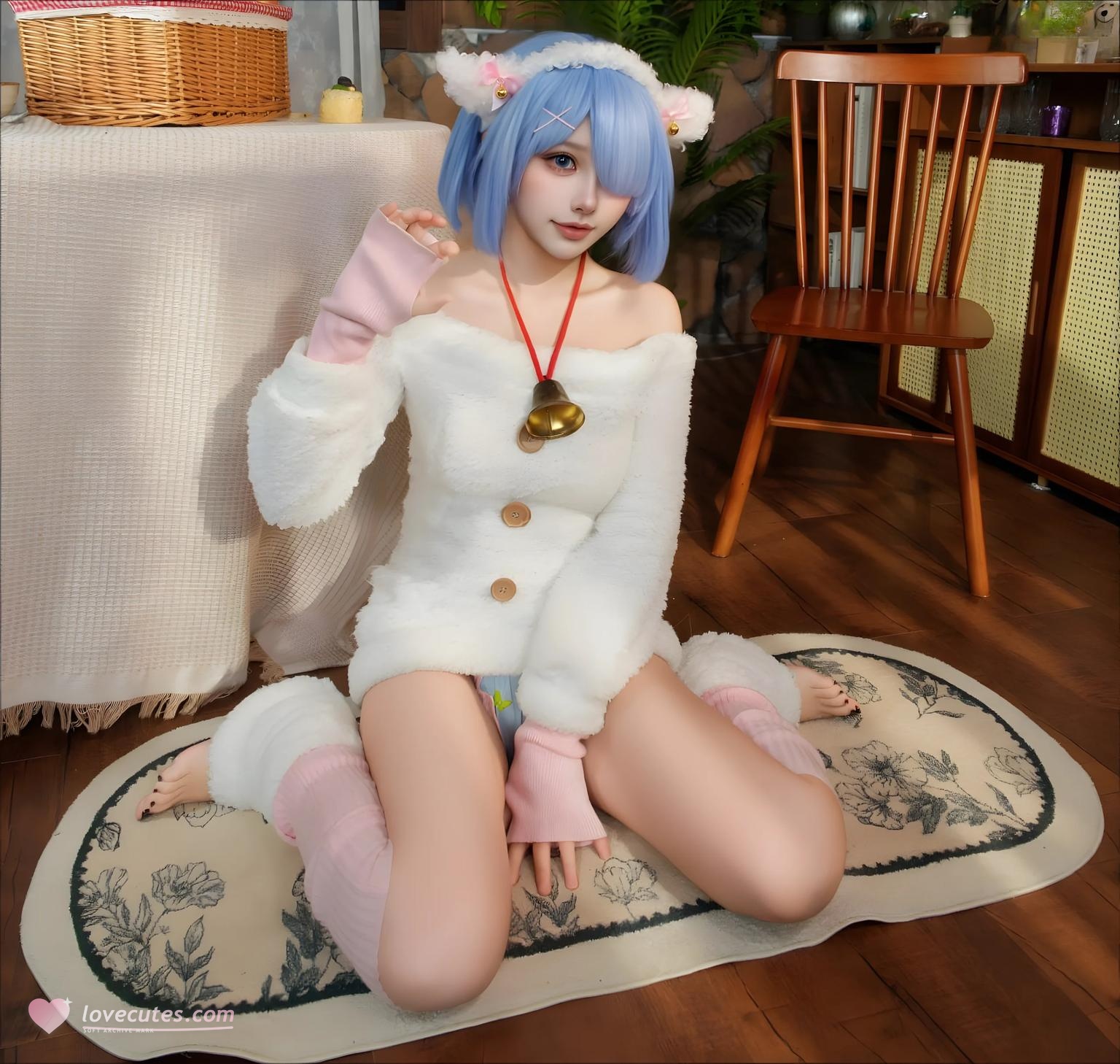 '[私房] CatDemon喵崽 - 주인을 기다리는 작은 양: 토끼 귀 미니스커트, 아름다운 다리와 엉덩이 95P21V'