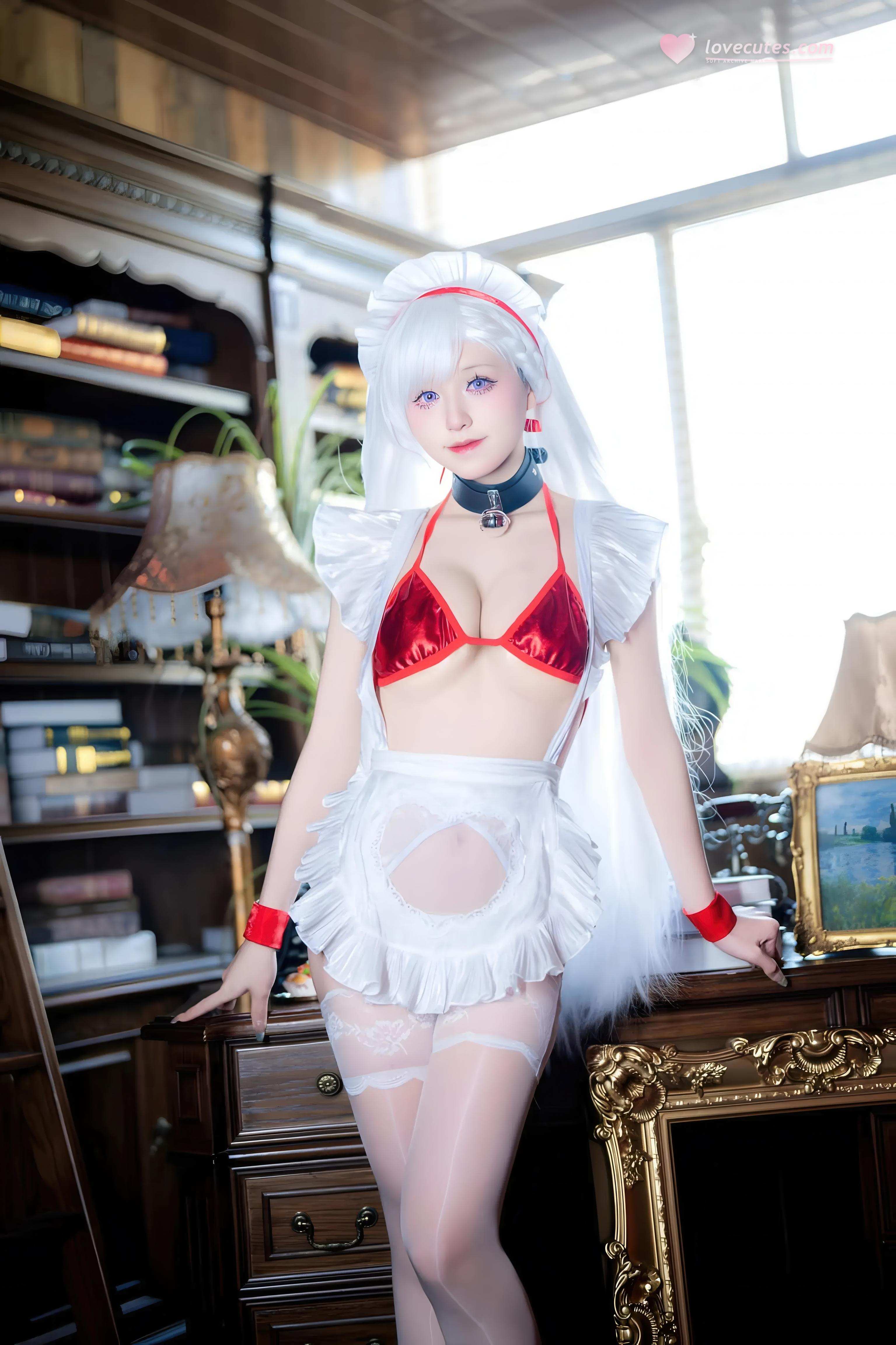 '[cosplay] Song Mộc Phù Tô - Bích Lam Hàng Tuyến Bế Pháp: Nữ Phục Trắng Tất Đẹp Mê Ly 30P'