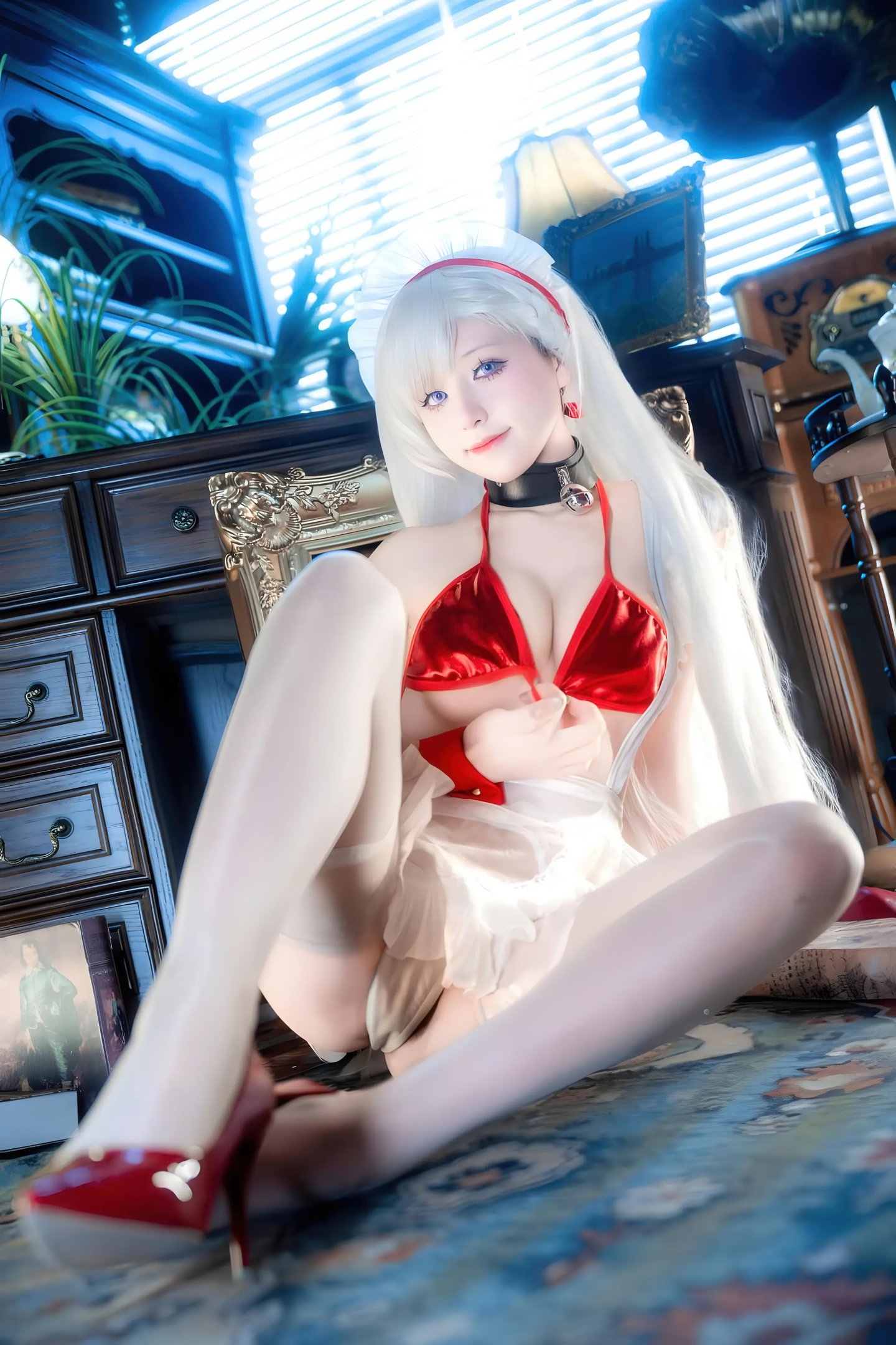 [cosplay] 双木扶苏 - 碧蓝航线 贝法：女仆白丝美腿还原 30P