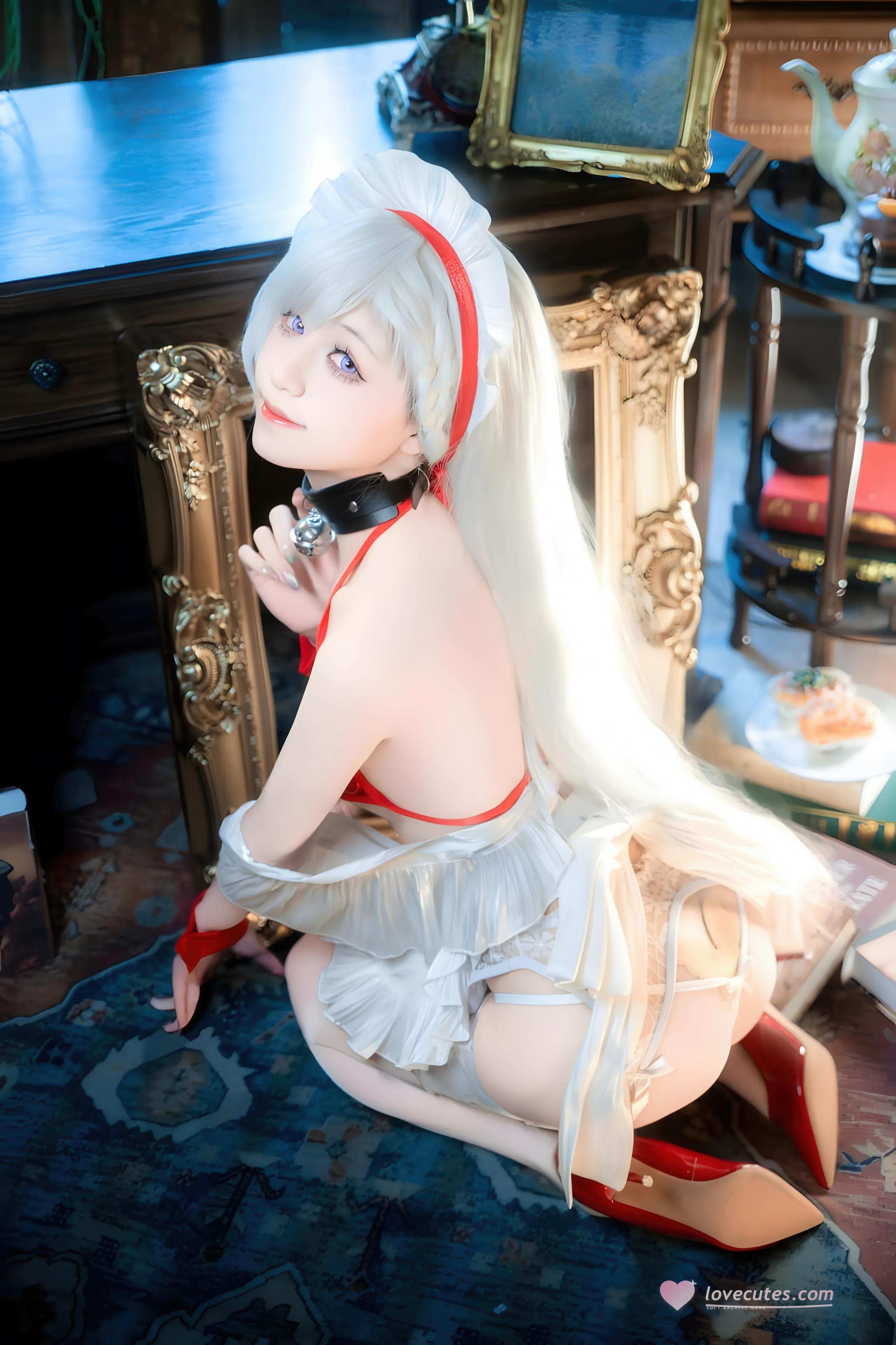 [cosplay] 双木扶苏 - 碧蓝航线 贝法：女仆白丝美腿还原 30P