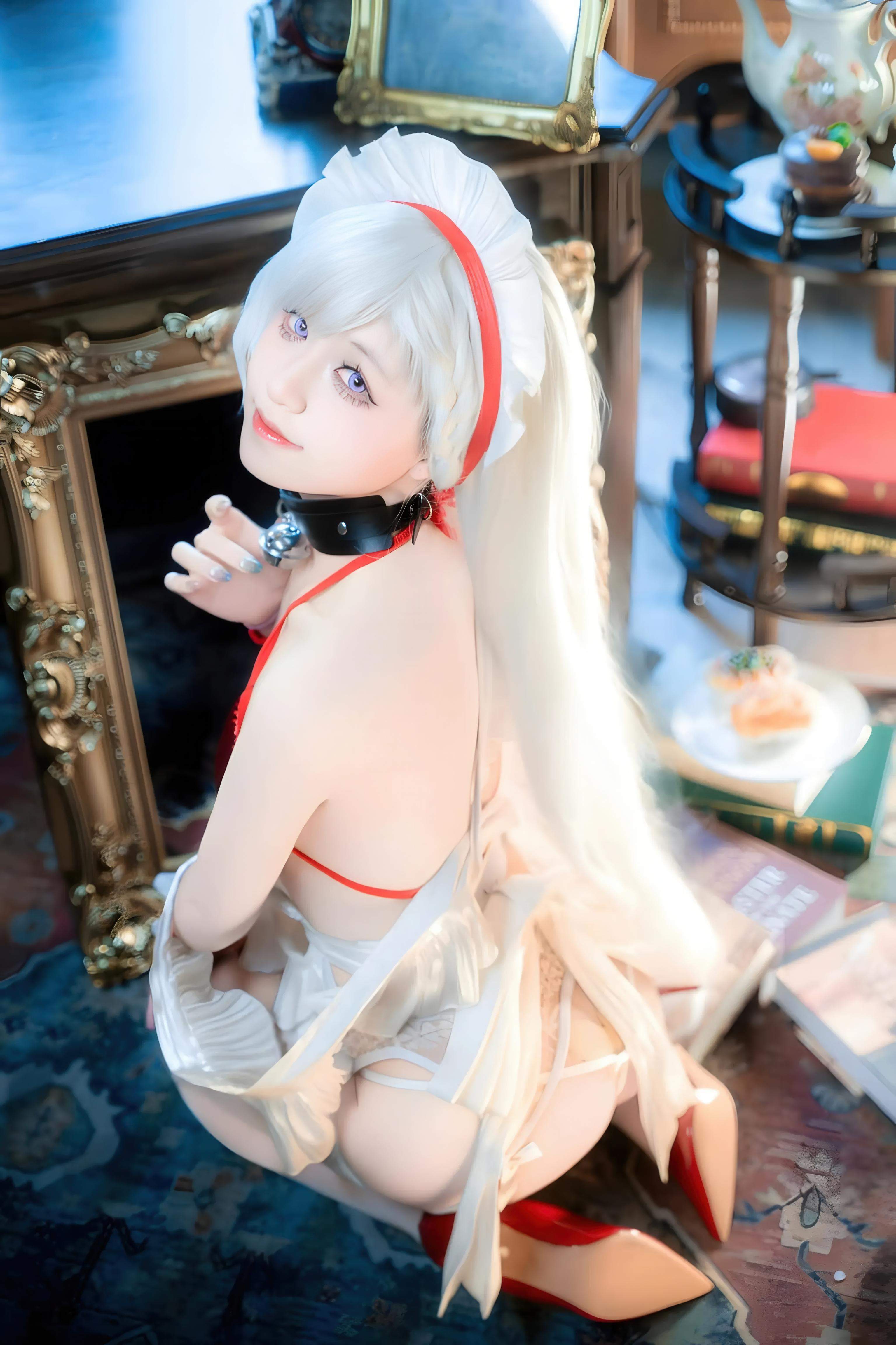 [cosplay] 双木扶苏 - 碧蓝航线 贝法：女仆白丝美腿还原 30P