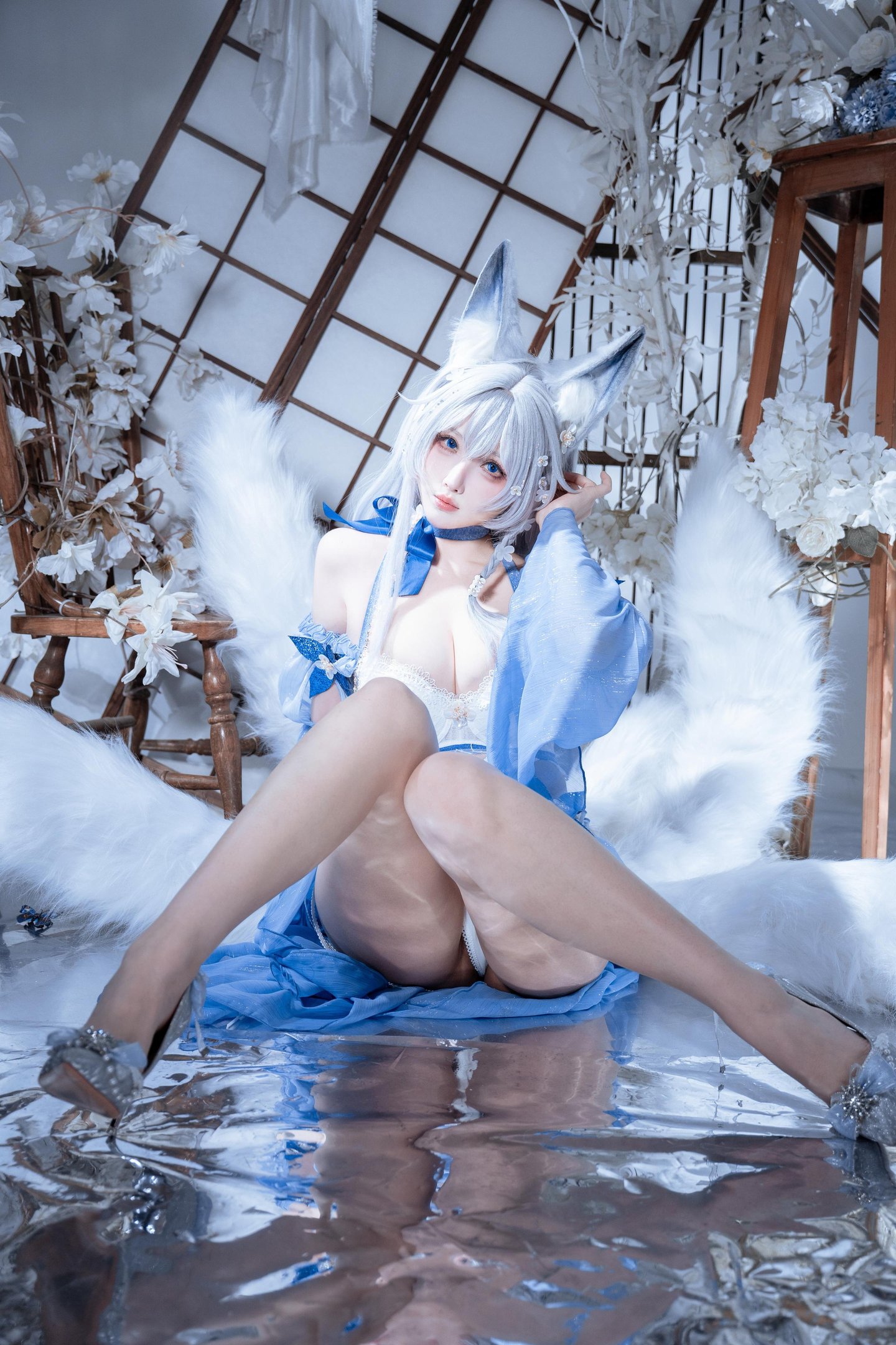 '[cosplay] rioko凉凉子 - 信浓水夏: Tai cáo trắng xanh, ngực đẹp, chân dài - 37P'