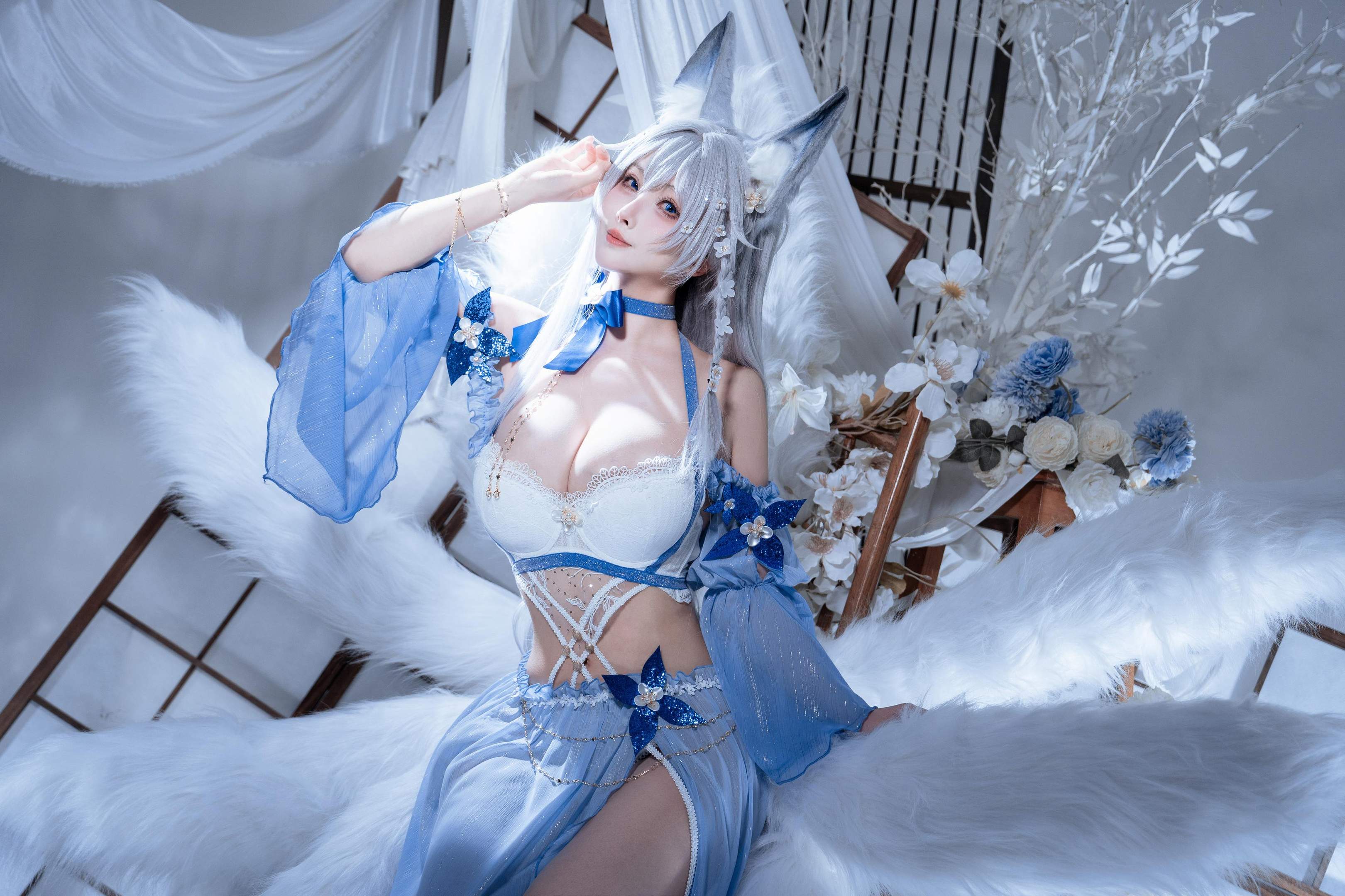 '[cosplay] rioko凉凉子 - 信浓水夏: Tai cáo trắng xanh, ngực đẹp, chân dài - 37P'