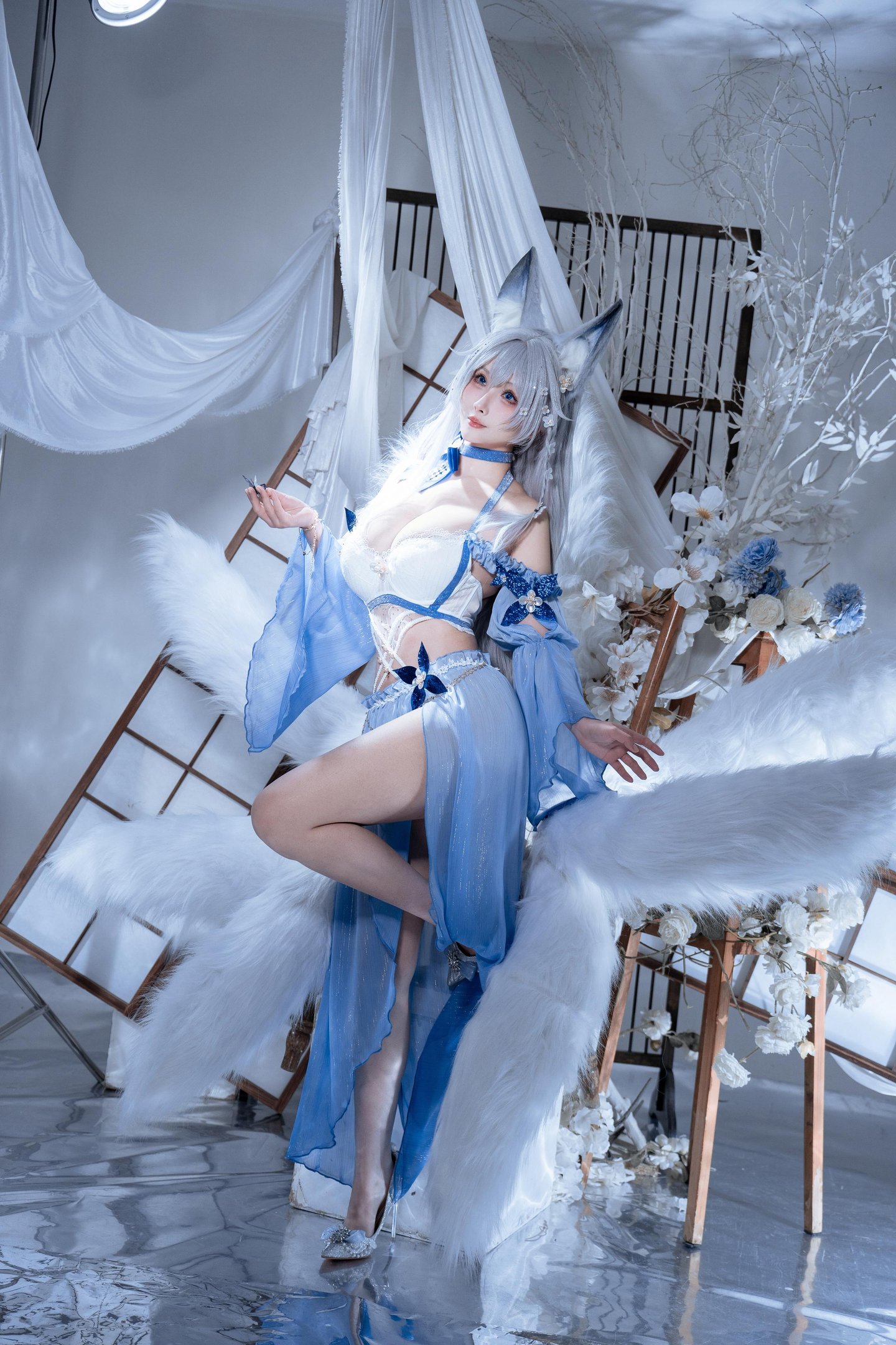 '[cosplay] rioko凉凉子 - 信浓水夏: Tai cáo trắng xanh, ngực đẹp, chân dài - 37P'