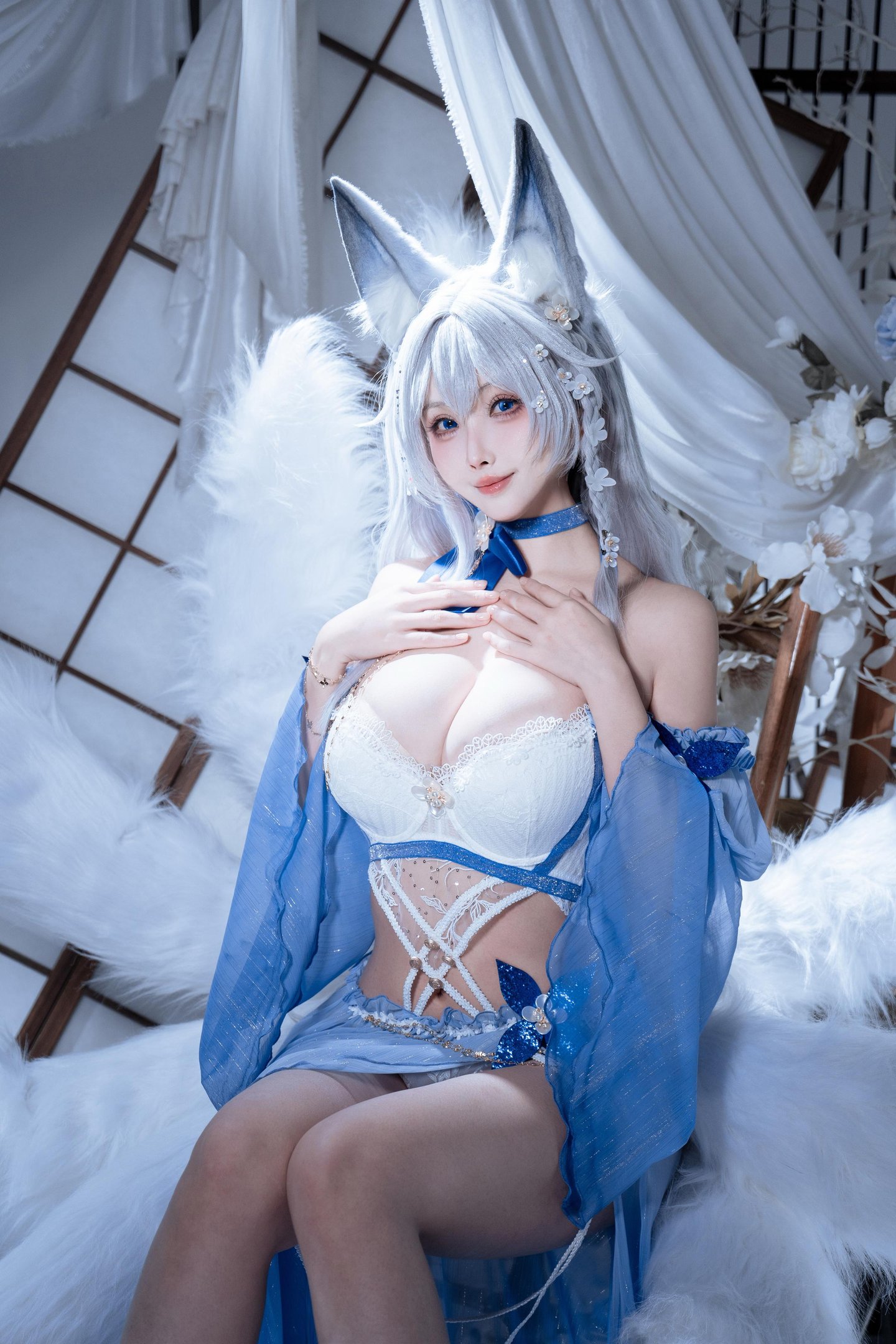 '[cosplay] rioko凉凉子 - 信浓水夏: Tai cáo trắng xanh, ngực đẹp, chân dài - 37P'