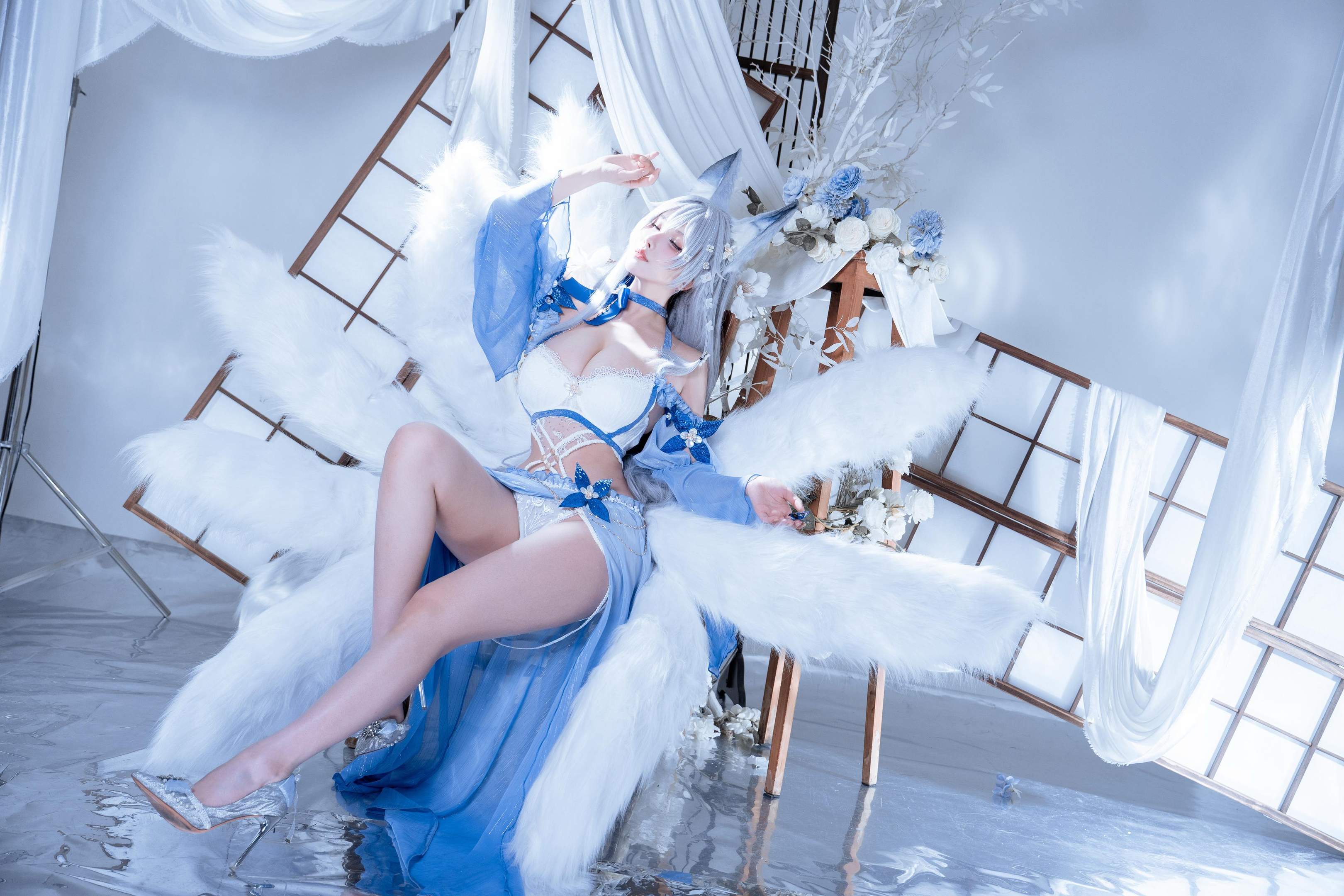 '[cosplay] rioko凉凉子 - 信浓水夏: Tai cáo trắng xanh, ngực đẹp, chân dài - 37P'