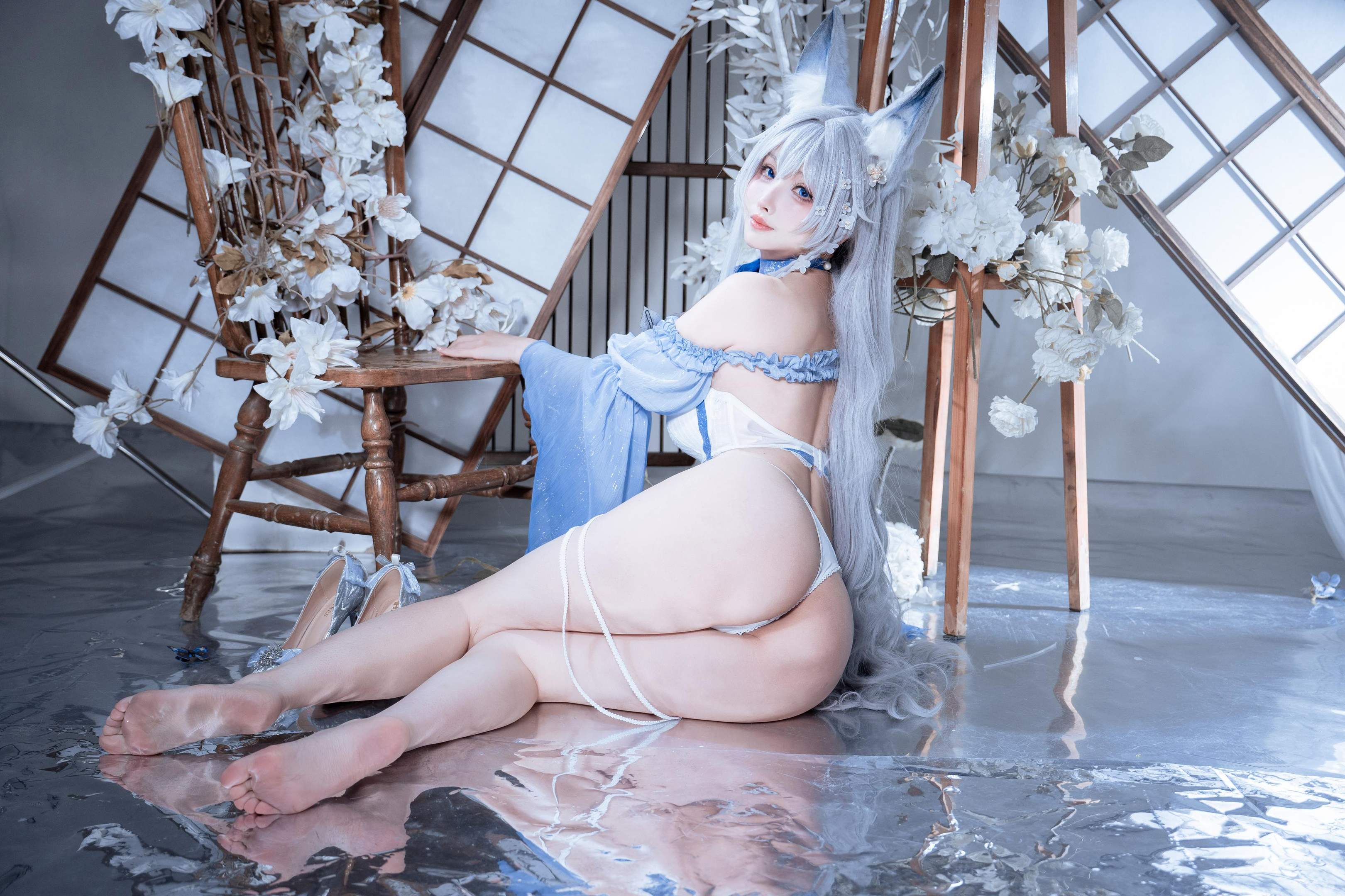 '[cosplay] rioko凉凉子 - 信浓水夏: Tai cáo trắng xanh, ngực đẹp, chân dài - 37P'