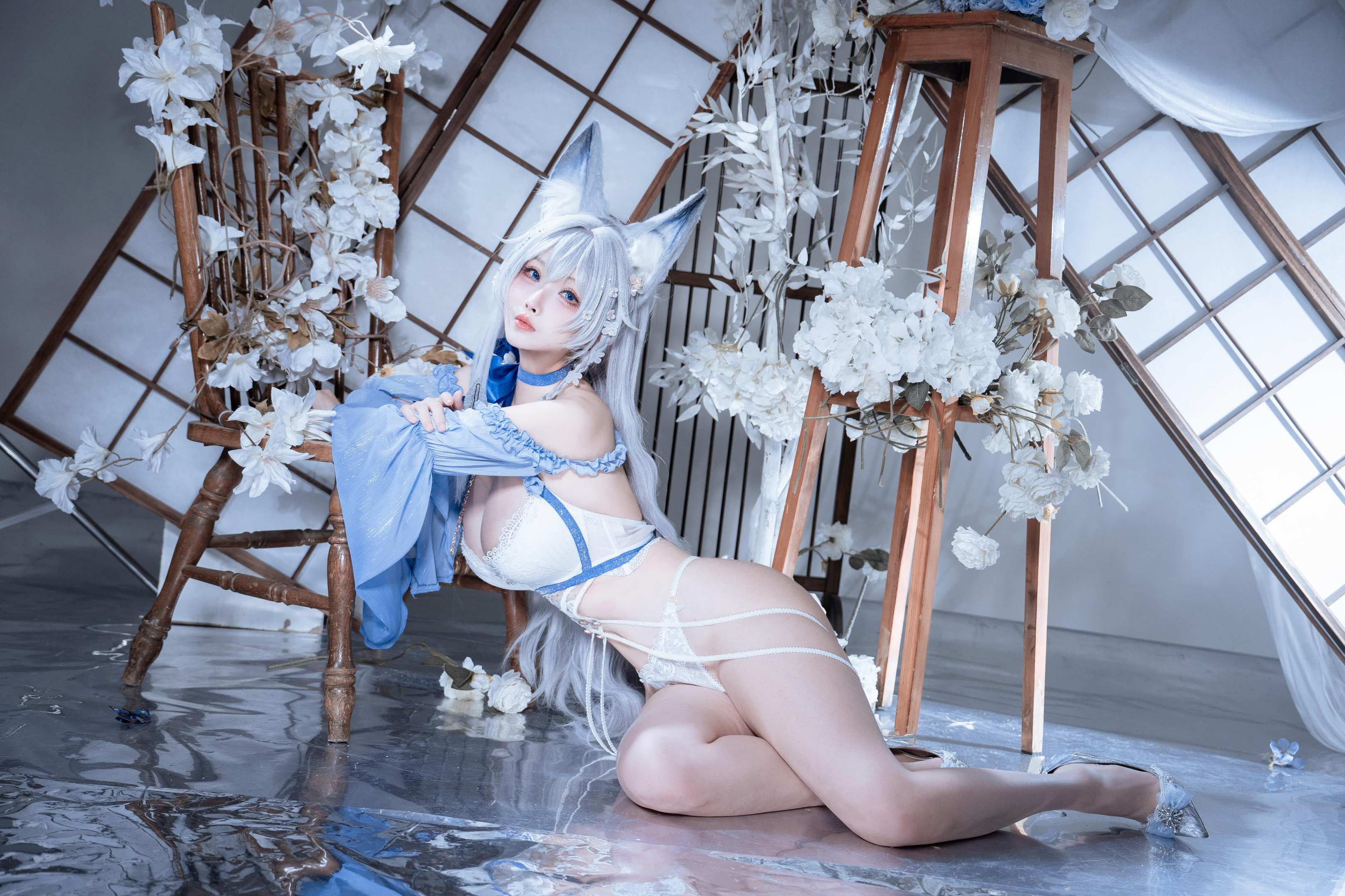 '[cosplay] rioko凉凉子 - 信浓水夏: Tai cáo trắng xanh, ngực đẹp, chân dài - 37P'