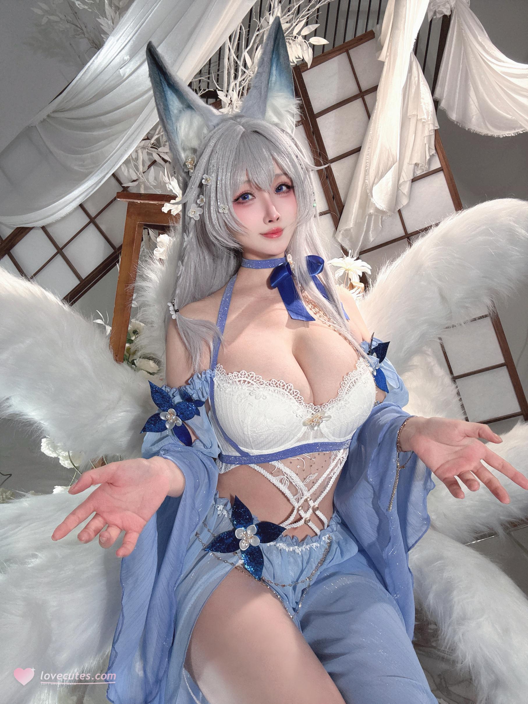 '[cosplay] rioko凉凉子 - 信浓水夏: Tai cáo trắng xanh, ngực đẹp, chân dài - 37P'