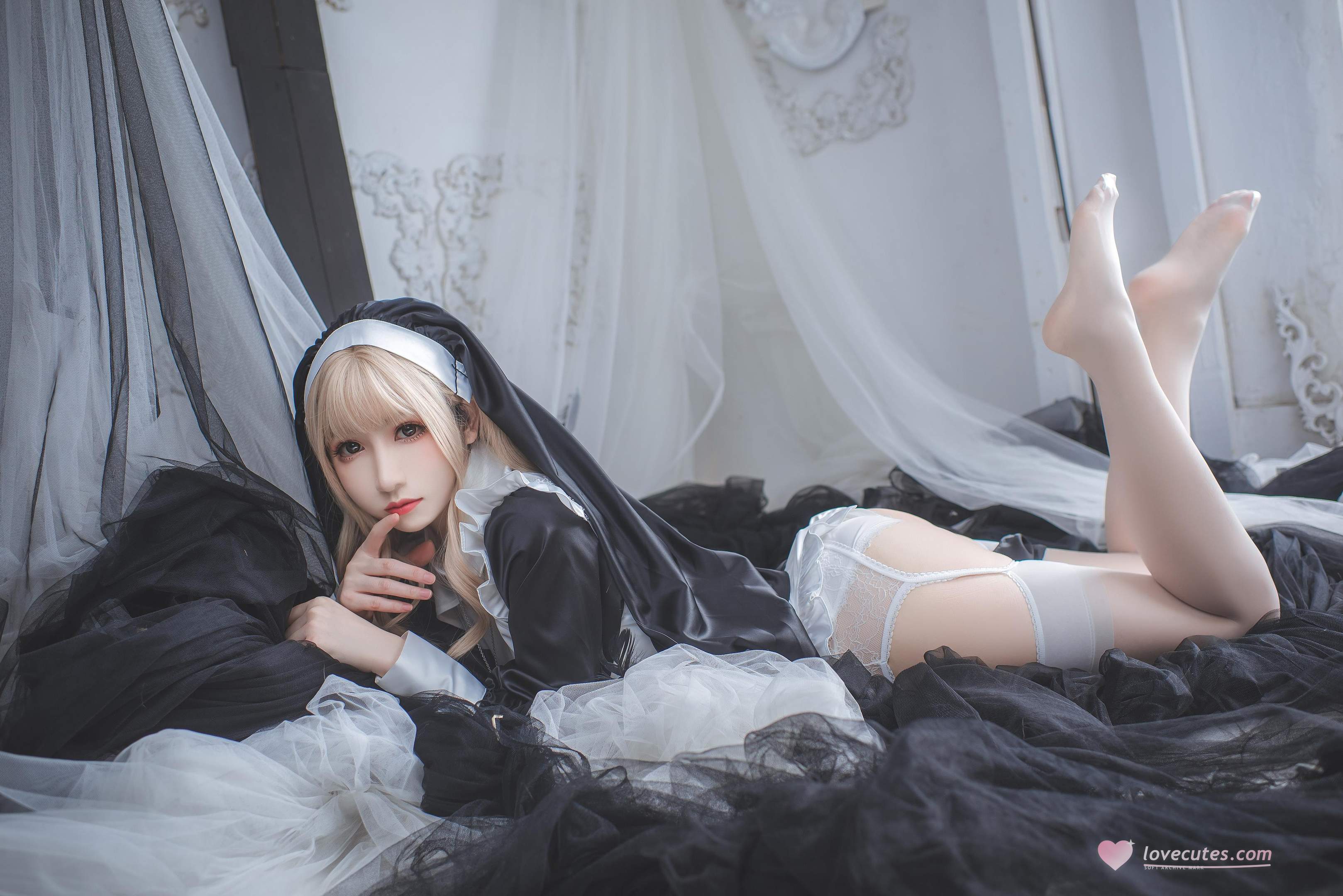 [寫真] 桃瀬衣衣 - 修女：白絲修女蕾絲內衣寫真 59P3V