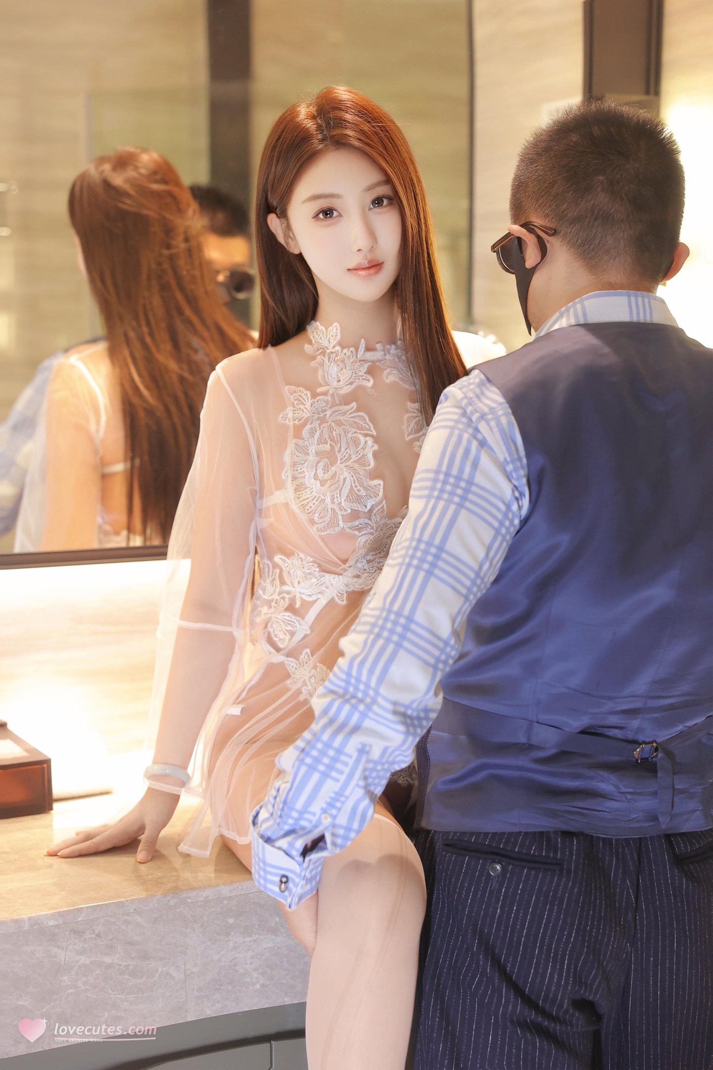 Model Jiang Shuying - Showgirl Network Model: Sexy Bathroom in Sheer Lace Lingerie and Beautiful Legs 129P