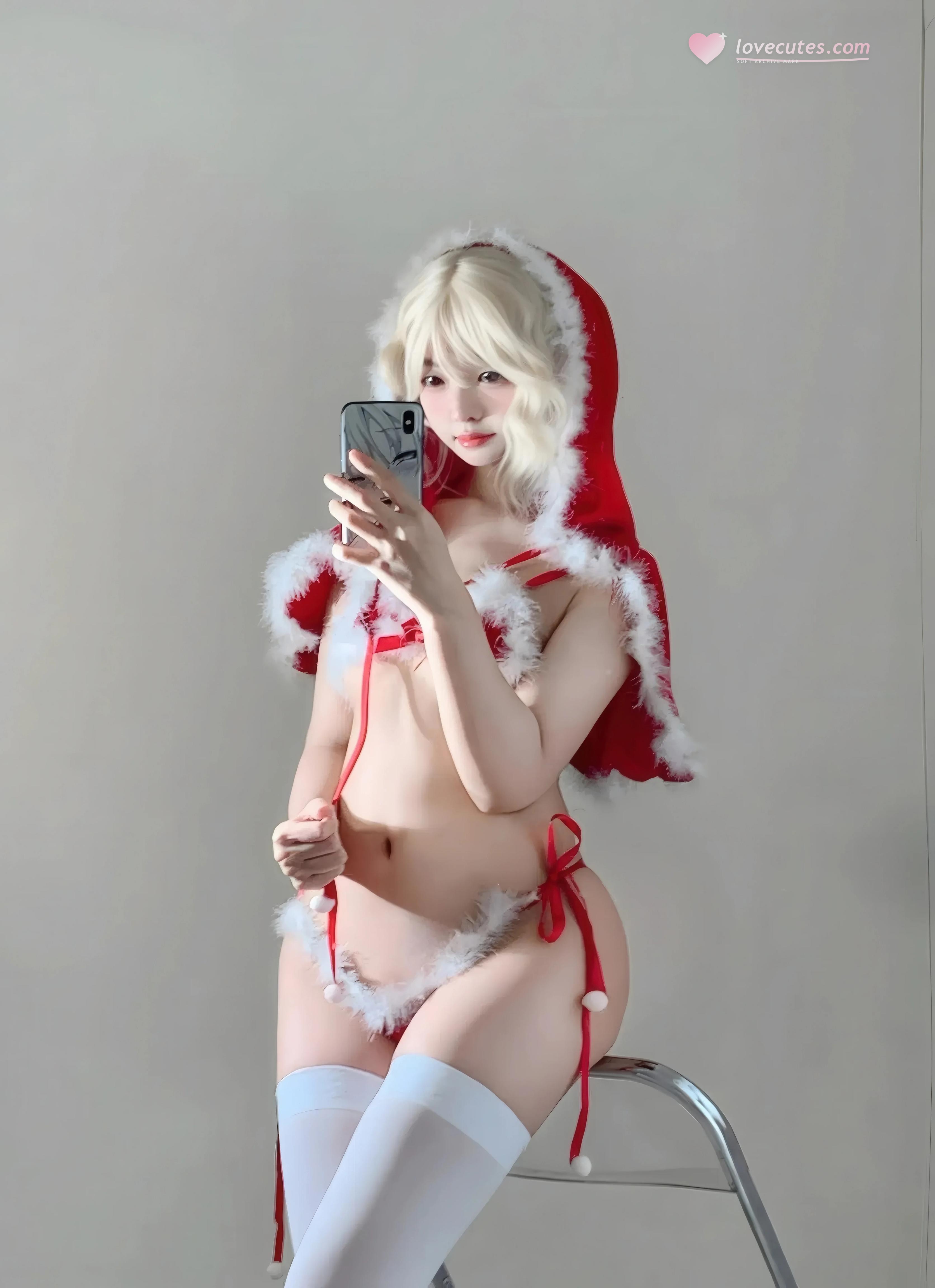 [私房] 真宝 - クリスマス：白いレースのランジェリーで楽しむベッドの情趣 29P1V