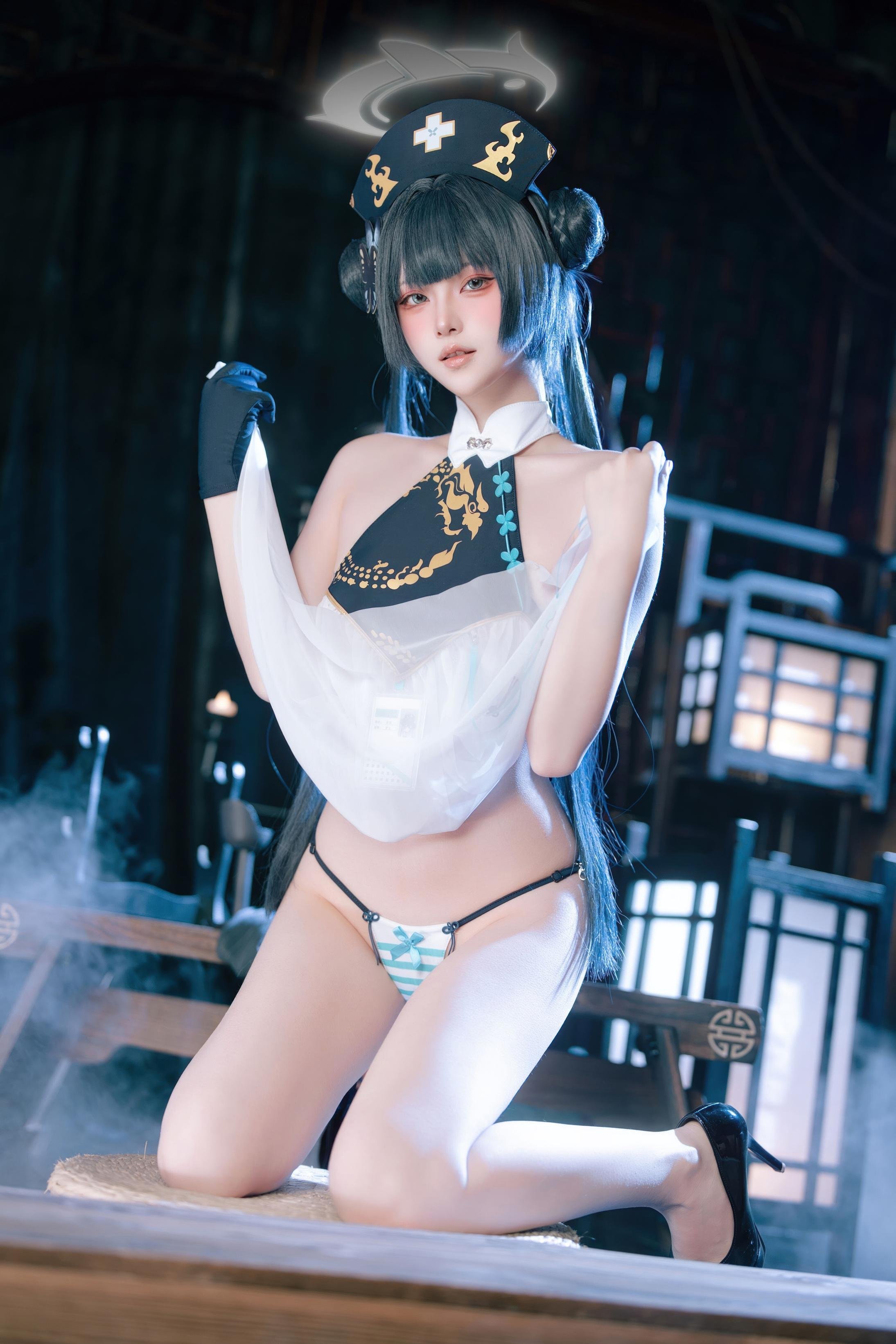 [cosplay] 屿鱼 - 蔚蓝档案 妃咲同人护士：护士装美腿翘臀还原 65P