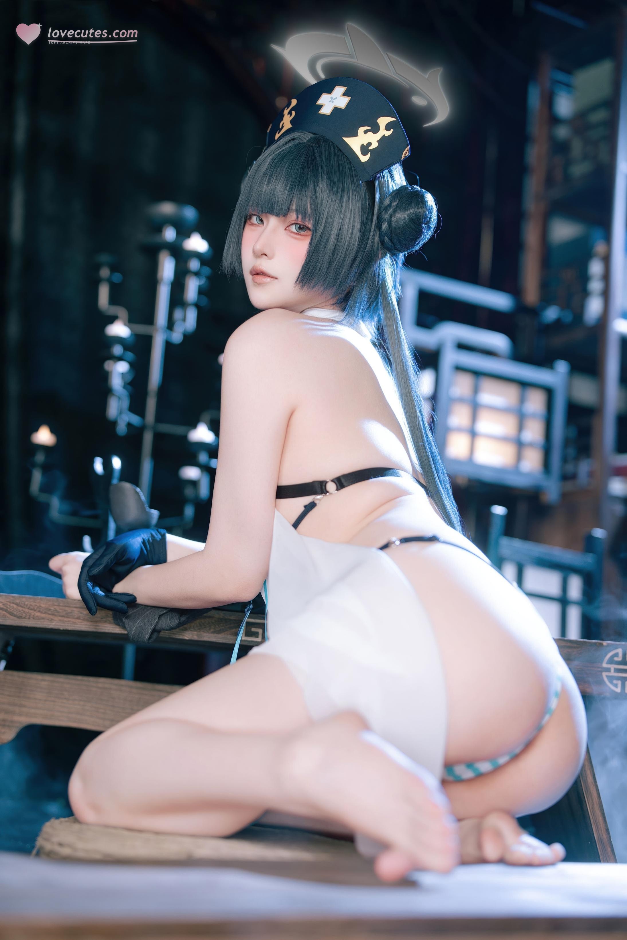 [cosplay] 屿魚 - 蔚藍檔案 妃咲同人護士：護士裝美腿翹臀還原 65P