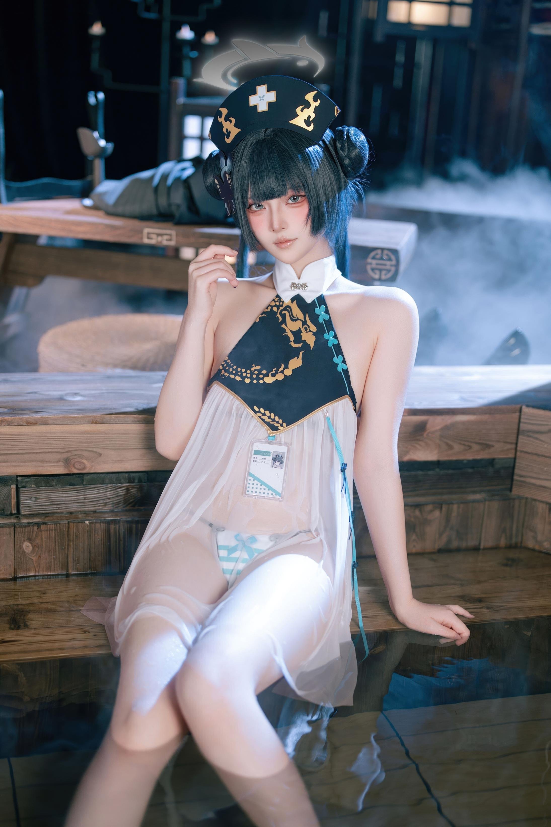 [cosplay] 屿鱼 - 蔚蓝档案 妃咲同人护士：护士装美腿翘臀还原 65P